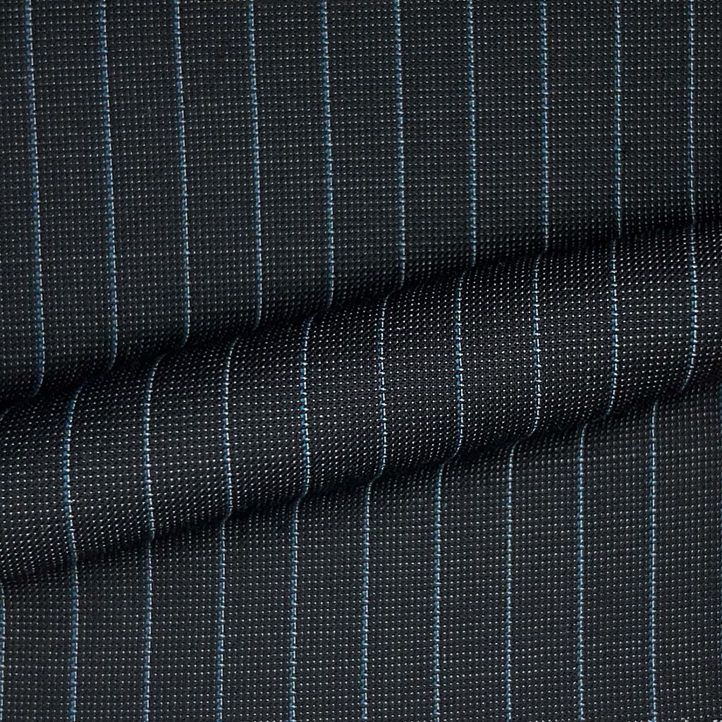 Westwood Hart Online Custom Hand Tailor Suits Sportcoats Trousers Waistcoats Overcoats Charcoal Black With Teal Pinstripes