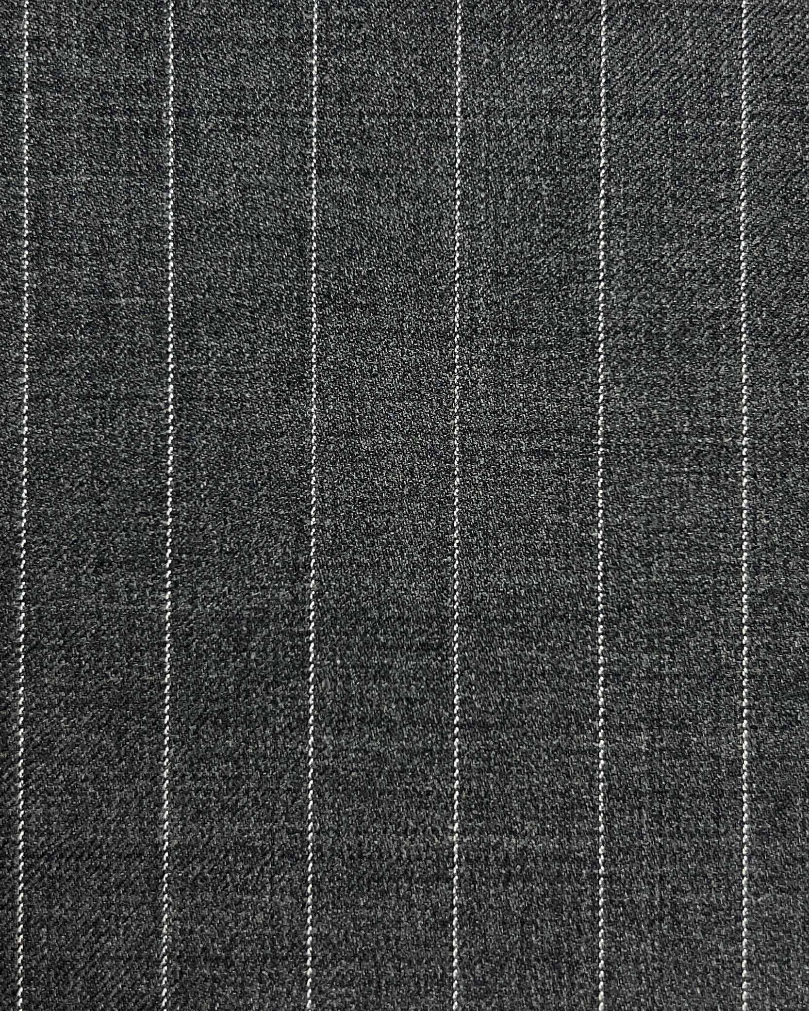 Westwood Hart Online Custom Hand Tailor Suits Sportcoats Trousers Waistcoats Overcoats Medium Grey With 5/8" Wide Stripes Design
