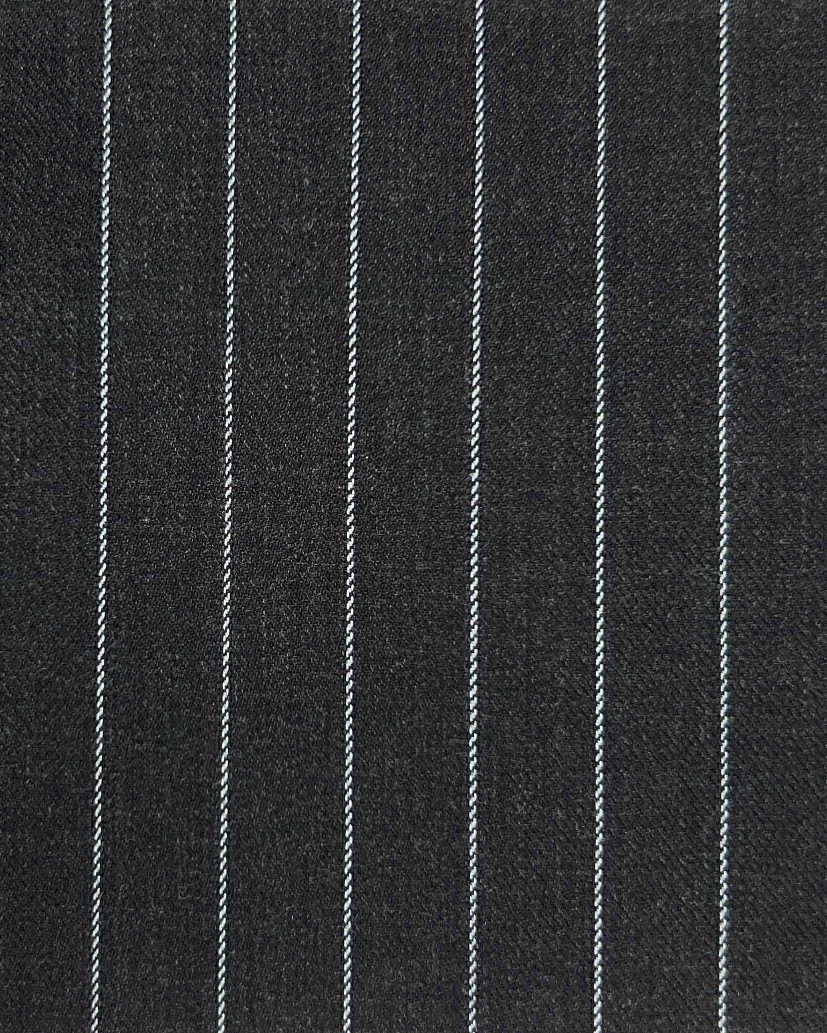 Westwood Hart Online Custom Hand Tailor Suits Sportcoats Trousers Waistcoats Overcoats Dark Grey With 1/2" Wide Stripes Design