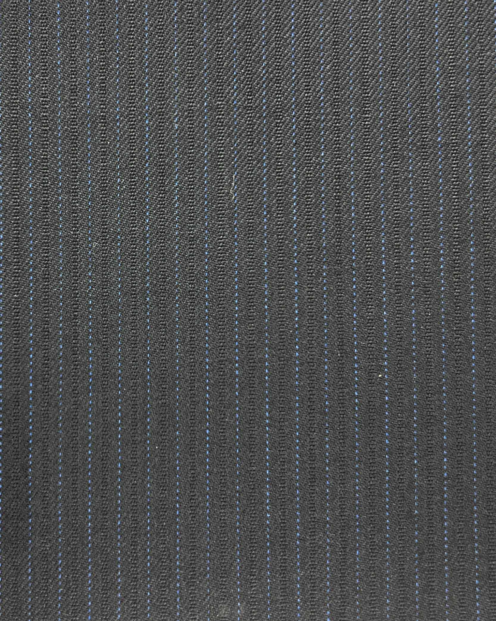 Westwood Hart Online Custom Hand Tailor Suits Sportcoats Trousers Waistcoats Overcoats Black With Sky Blue Pinstripes Design