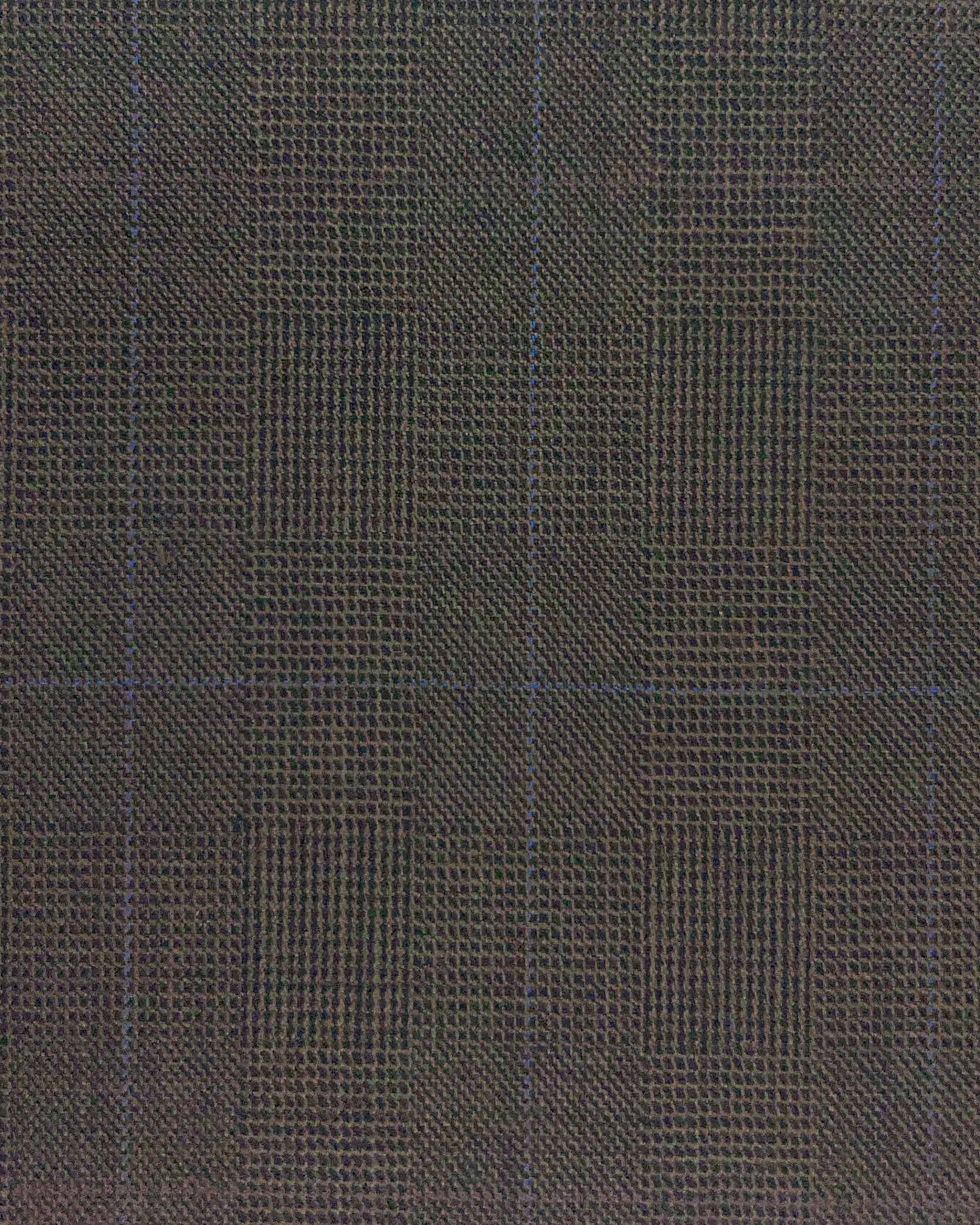 Westwood Hart Online Custom Hand Tailor Suits Sportcoats Trousers Waistcoats Overcoats Chocolate Brown Blue WINDOWPANE PRINCE OF WALES GLEN PLAID Design