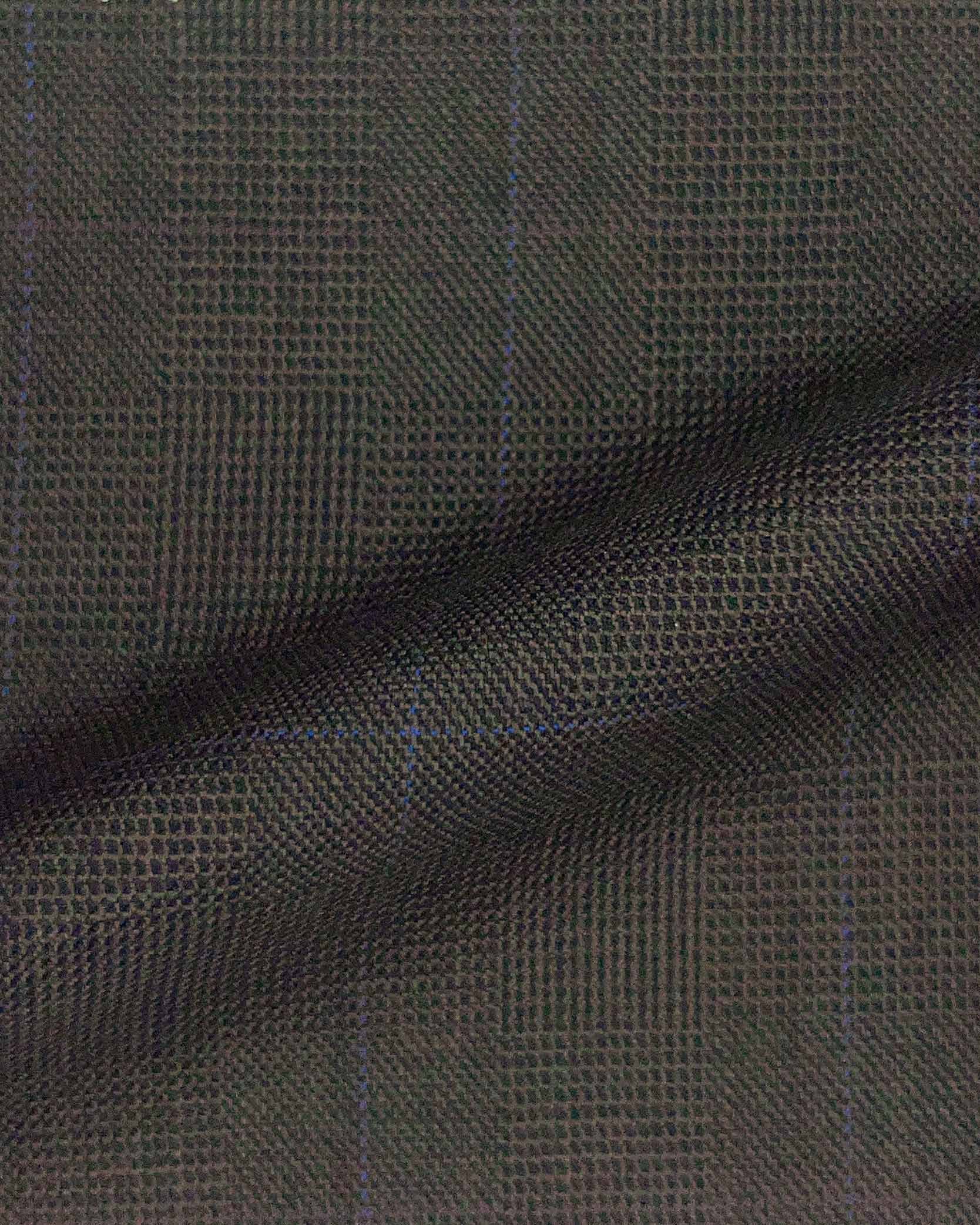 Westwood Hart Online Custom Hand Tailor Suits Sportcoats Trousers Waistcoats Overcoats Chocolate Brown Blue WINDOWPANE PRINCE OF WALES GLEN PLAID Design