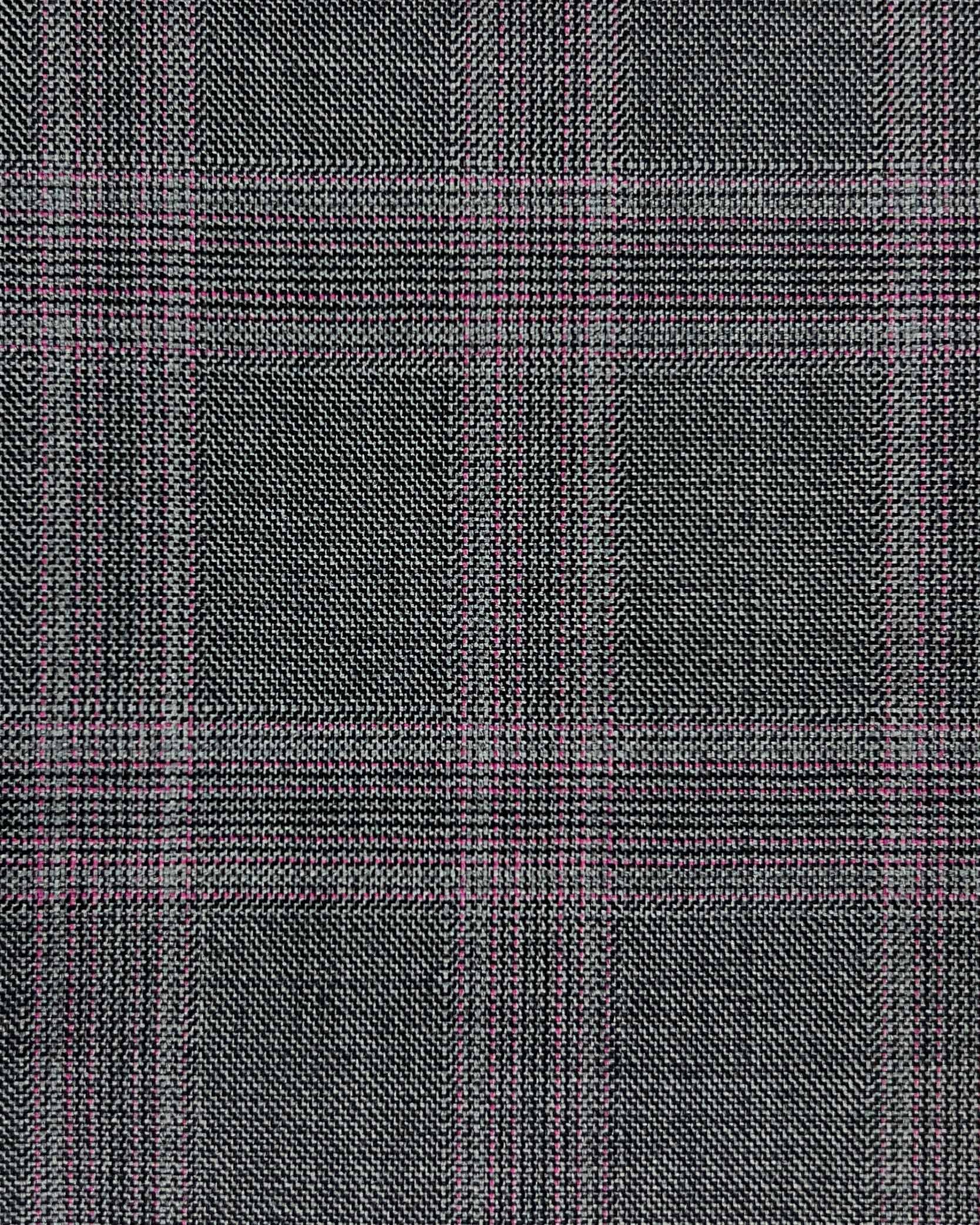 Westwood Hart Online Custom Hand Tailor Suits Sportcoats Trousers Waistcoats Overcoats Steel Grey With Purple Plaid