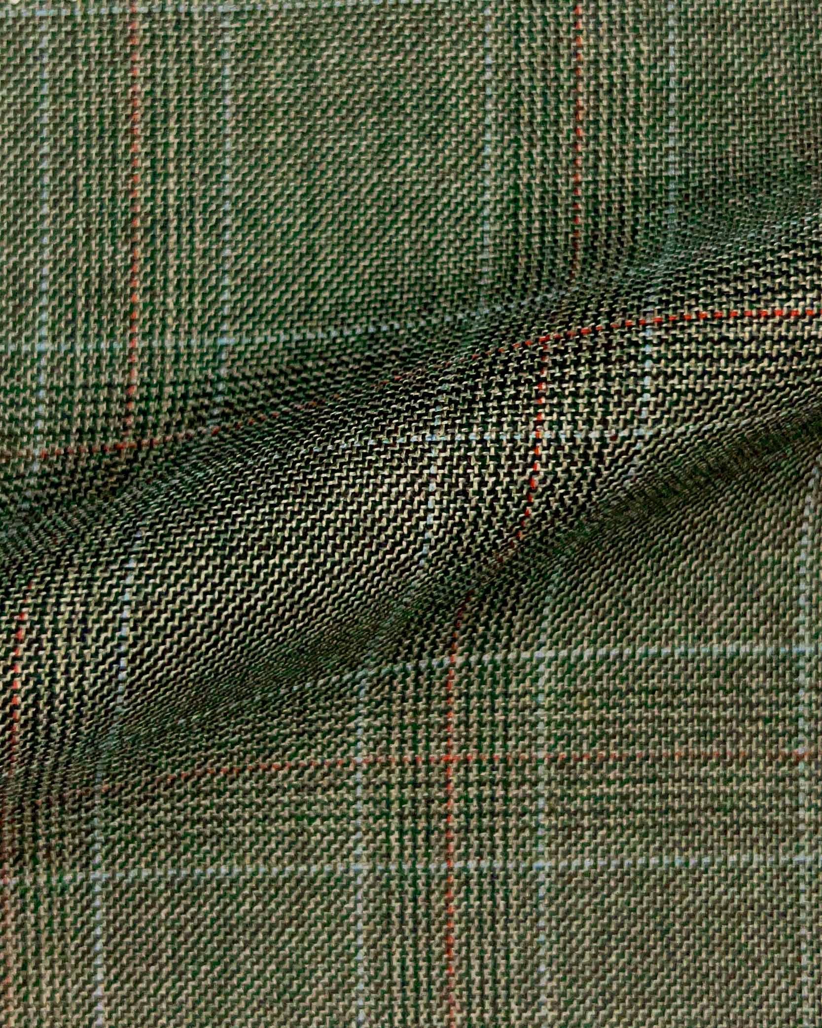 Westwood Hart Online Custom Hand Tailor Suits Sportcoats Trousers Waistcoats Overcoats Brown Red Windowpane Design