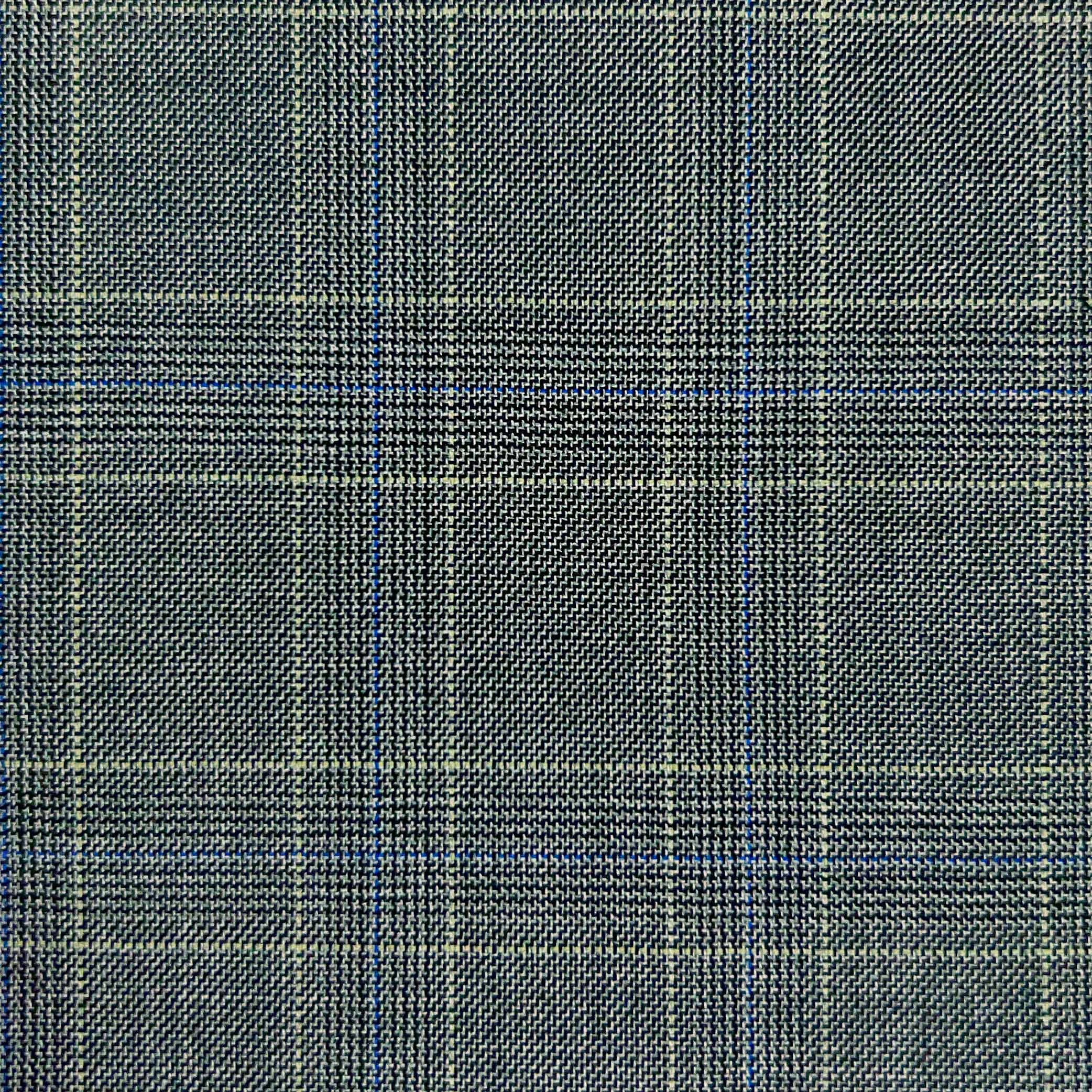 Westwood Hart Online Custom Hand Tailor Suits Sportcoats Trousers Waistcoats Overcoats Light Grey Blue Ecru Windowpane Design