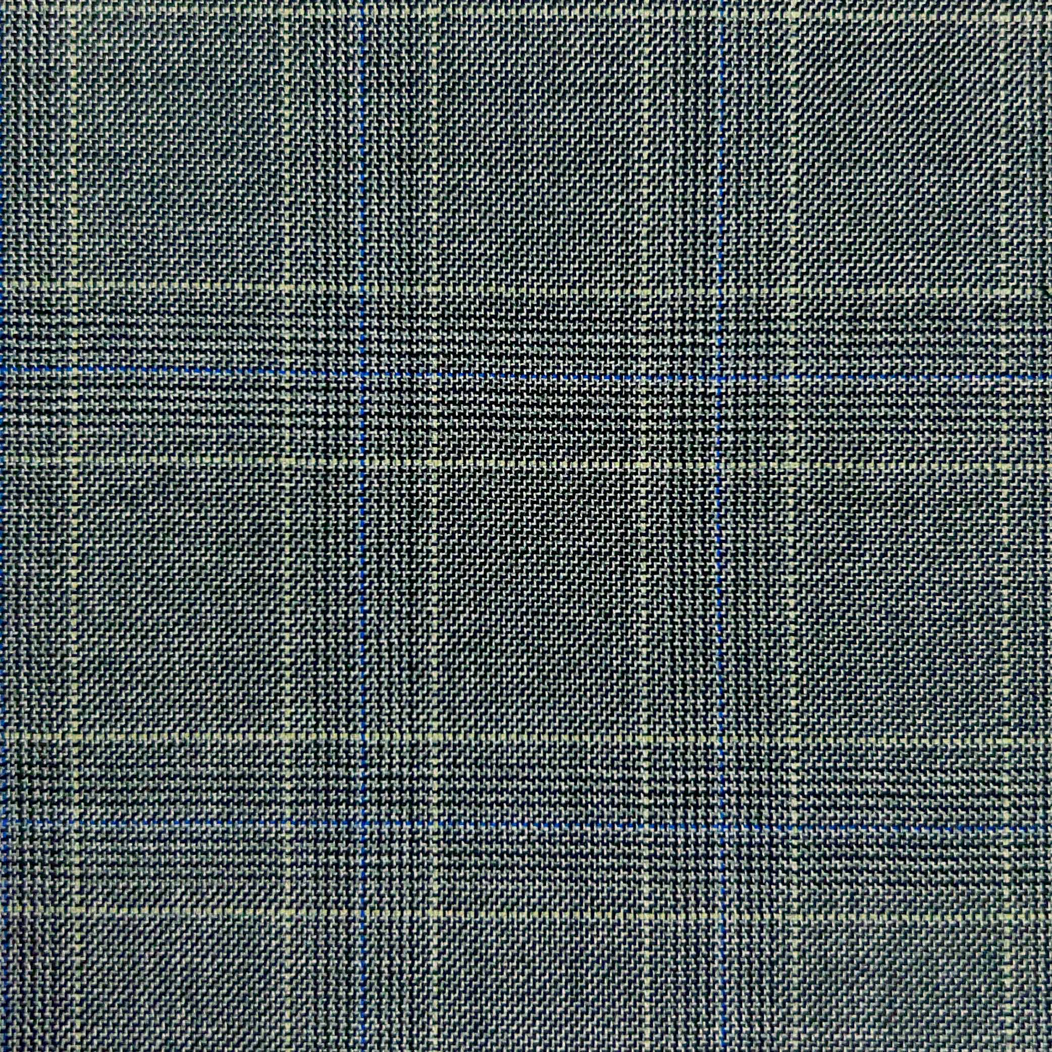 Westwood Hart Online Custom Hand Tailor Suits Sportcoats Trousers Waistcoats Overcoats Light Grey Blue Ecru Windowpane Design