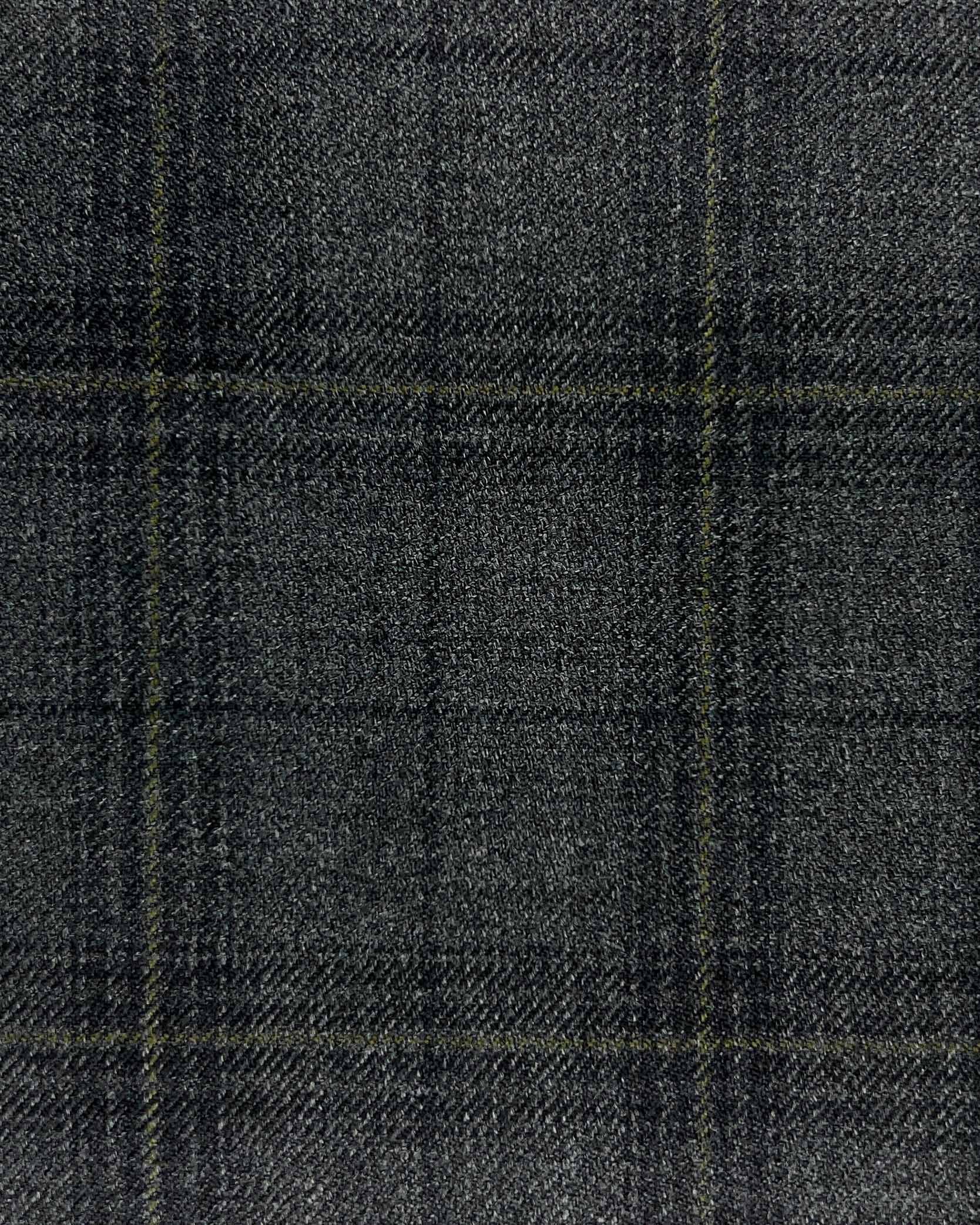 Westwood Hart Online Custom Hand Tailor Suits Sportcoats Trousers Waistcoats Overcoats Dark Grey With Olive Green Windowpane