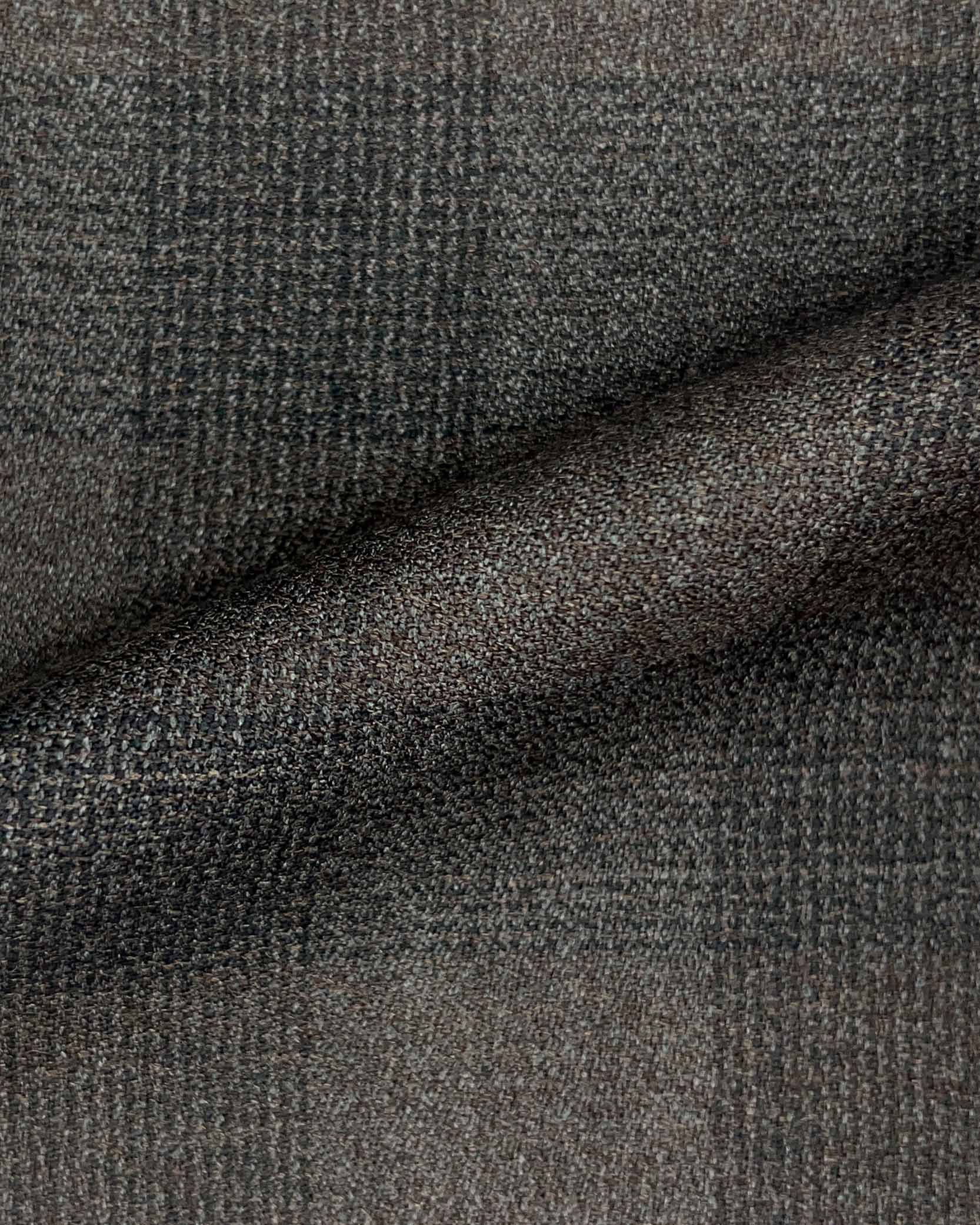 Westwood Hart Online Custom Hand Tailor Suits Sportcoats Trousers Waistcoats Overcoats Medium Brown With Black Plaid Crepe Finish