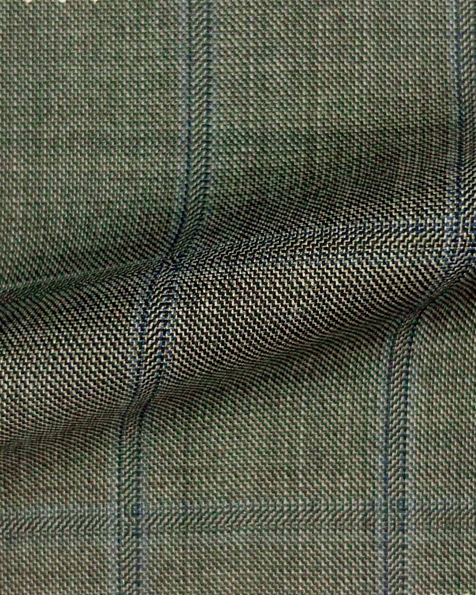 Westwood Hart Online Custom Hand Tailor Suits Sportcoats Trousers Waistcoats Overcoats Steel Tan Windowpane Design