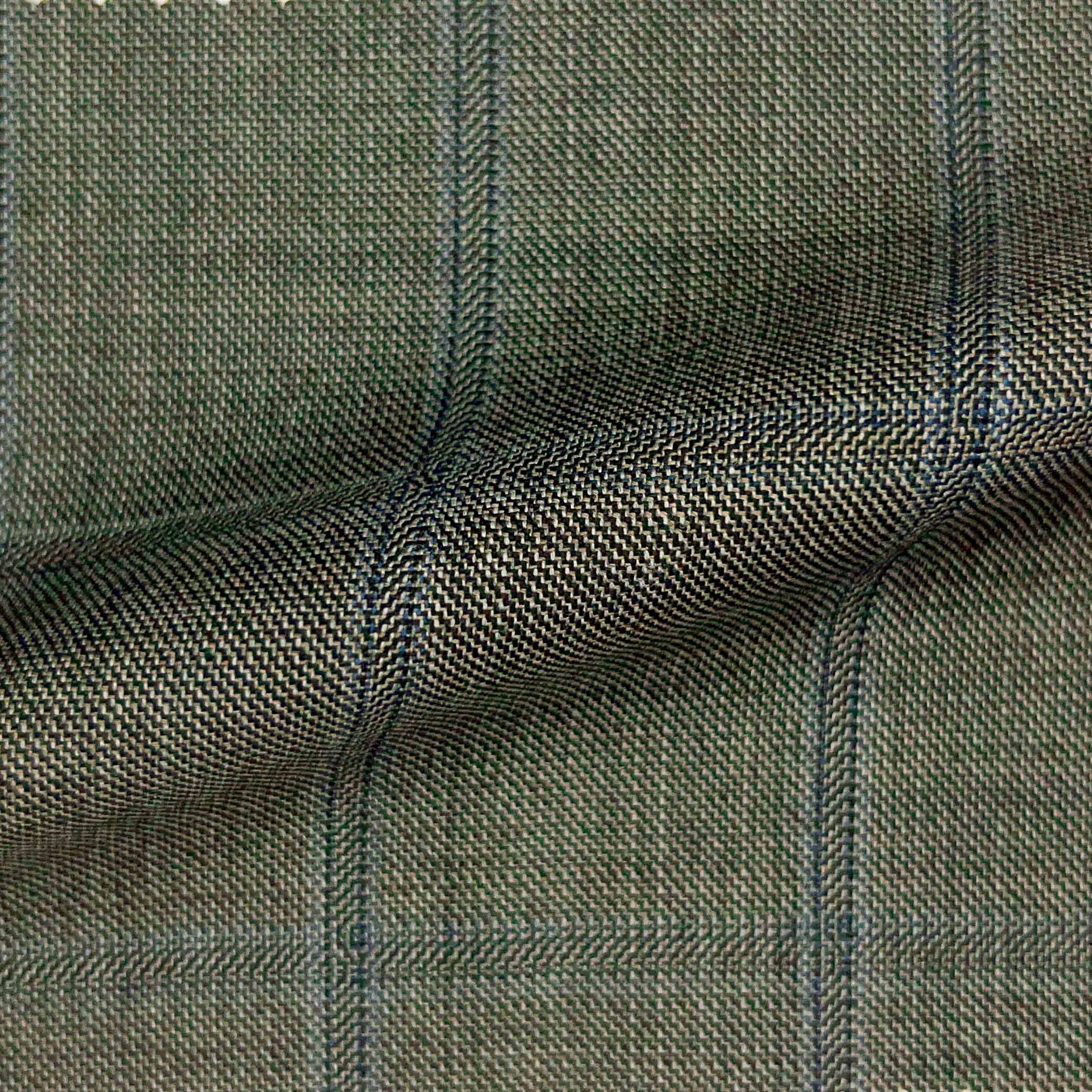 Westwood Hart Online Custom Hand Tailor Suits Sportcoats Trousers Waistcoats Overcoats Steel Tan Windowpane Design