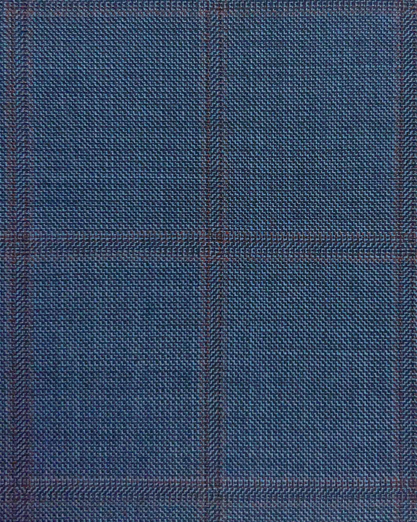 Westwood Hart Online Custom Hand Tailor Suits Sportcoats Trousers Waistcoats Overcoats Steel Blue Windowpane Design