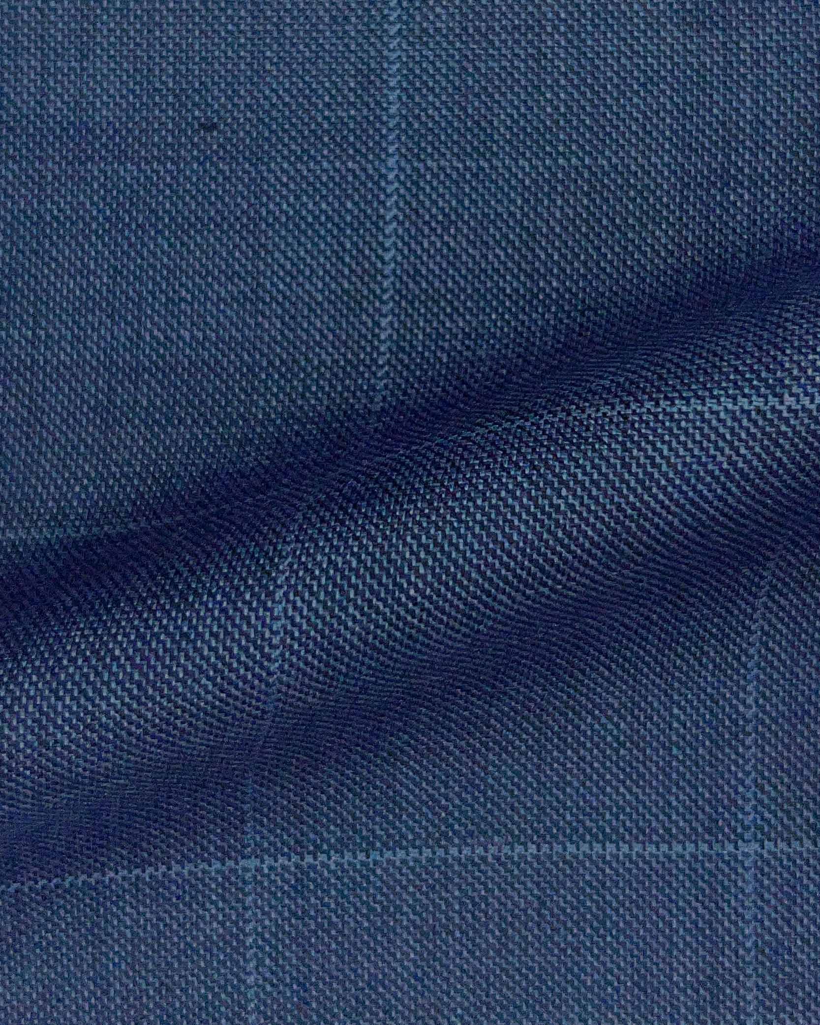 Westwood Hart Online Custom Hand Tailor Suits Sportcoats Trousers Waistcoats Overcoats Aegean Blue Windowpane Windowpane Design