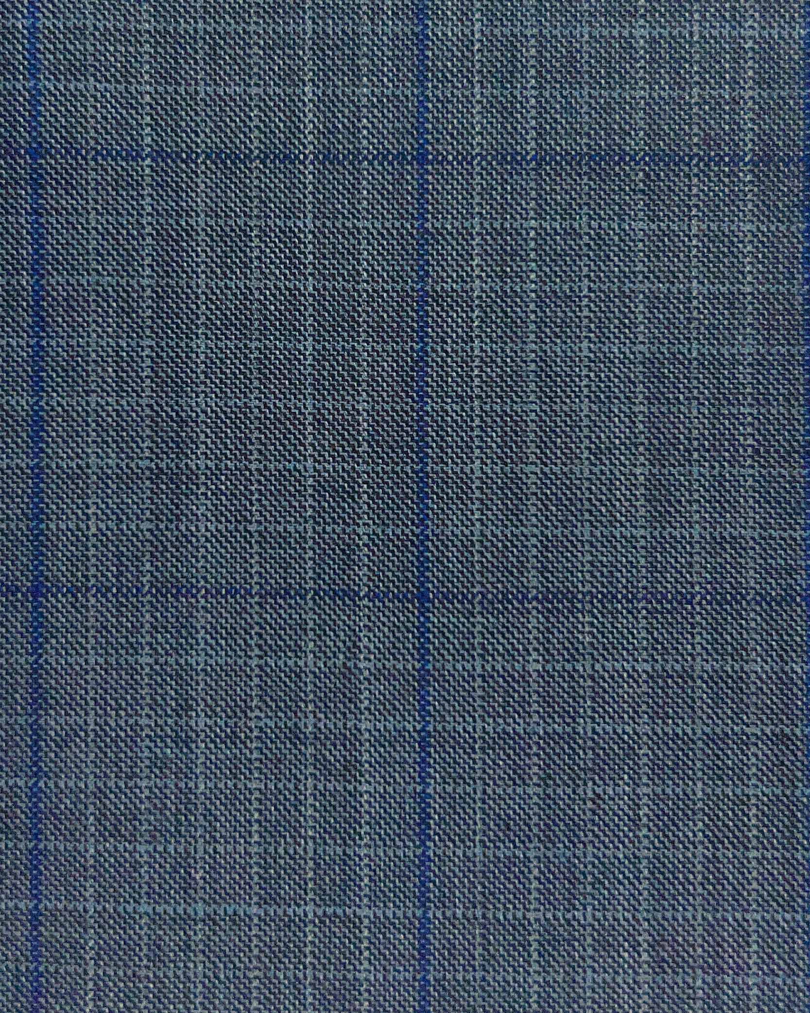 Westwood Hart Online Custom Hand Tailor Suits Sportcoats Trousers Waistcoats Overcoats Stone Grey With Navy Windowpane Design