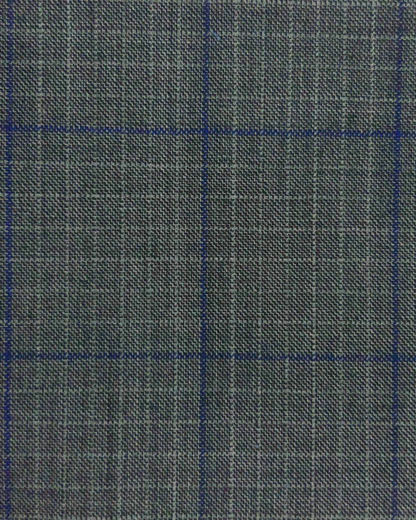Westwood Hart Online Custom Hand Tailor Suits Sportcoats Trousers Waistcoats Overcoats Medium Grey With Navy Windowpane Design