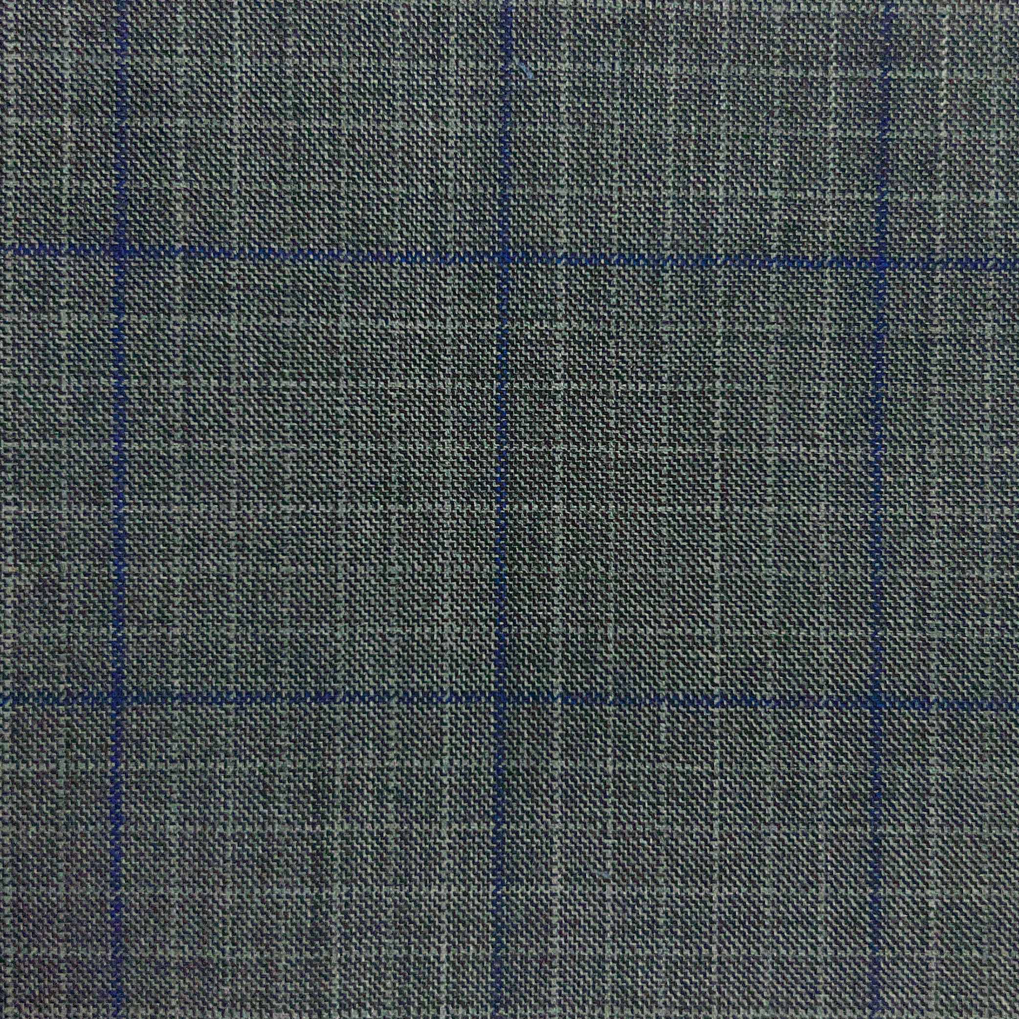 Westwood Hart Online Custom Hand Tailor Suits Sportcoats Trousers Waistcoats Overcoats Medium Grey With Navy Windowpane Design