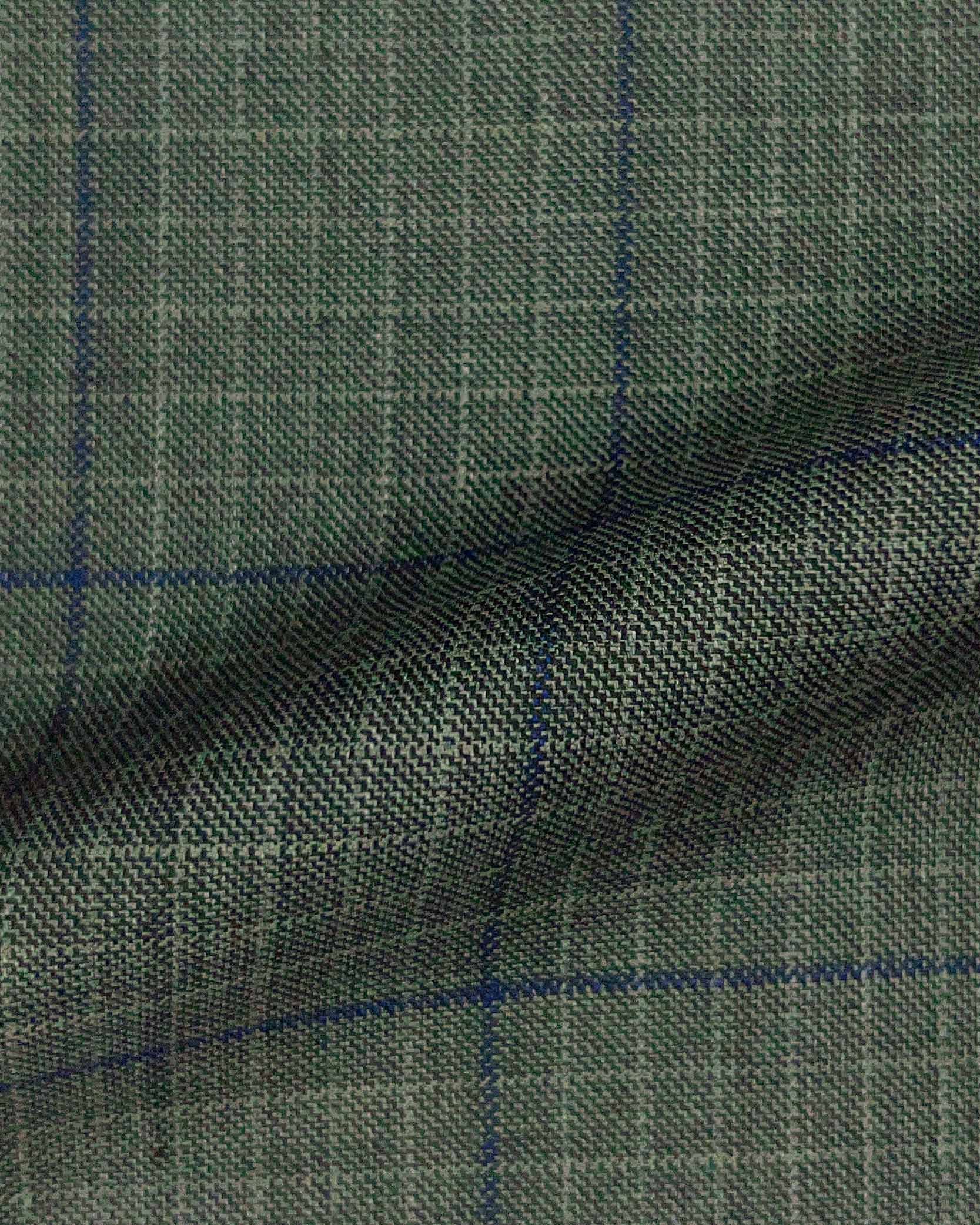 Westwood Hart Online Custom Hand Tailor Suits Sportcoats Trousers Waistcoats Overcoats Thunder Grey With Navy Windowpane Design