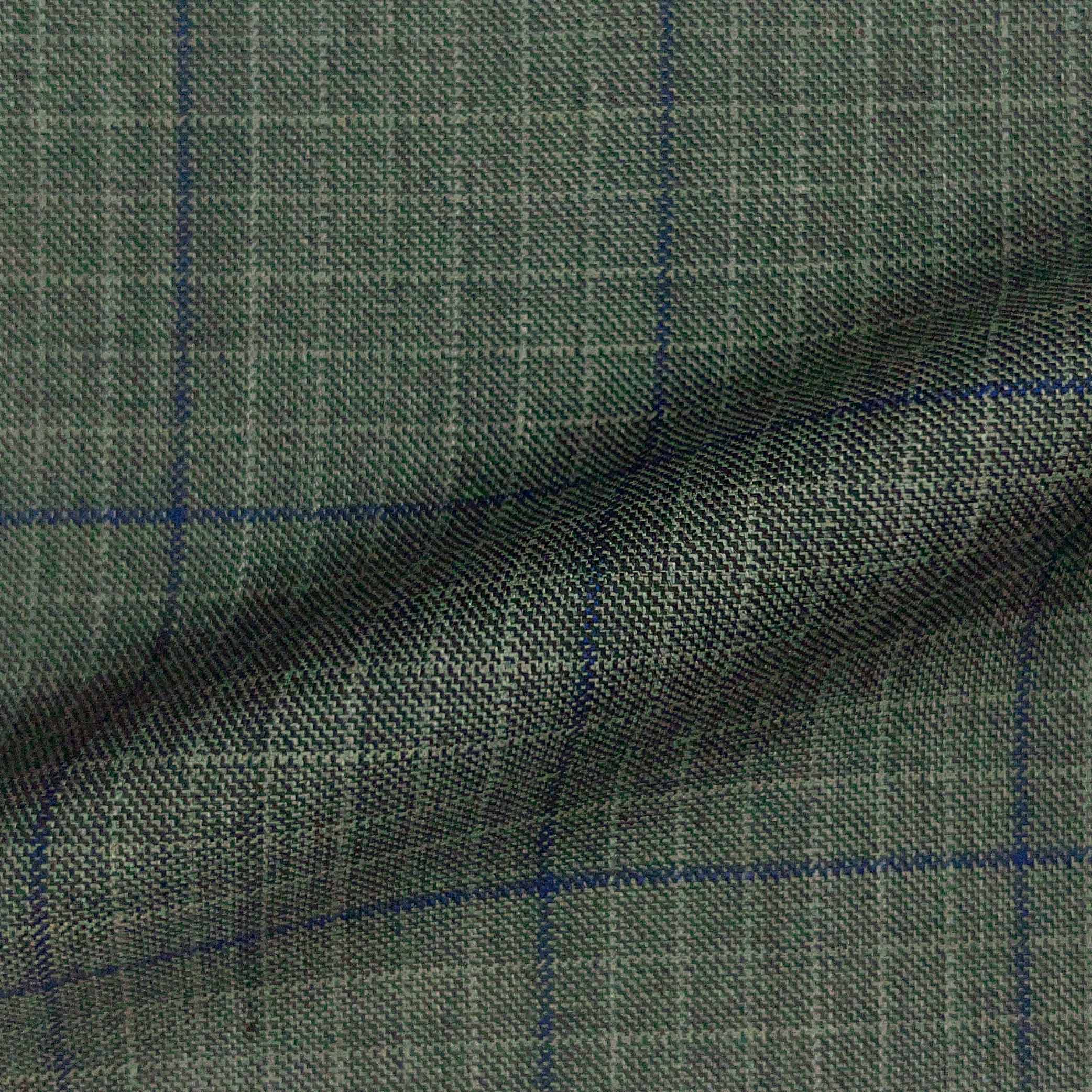 Westwood Hart Online Custom Hand Tailor Suits Sportcoats Trousers Waistcoats Overcoats Thunder Grey With Navy Windowpane Design