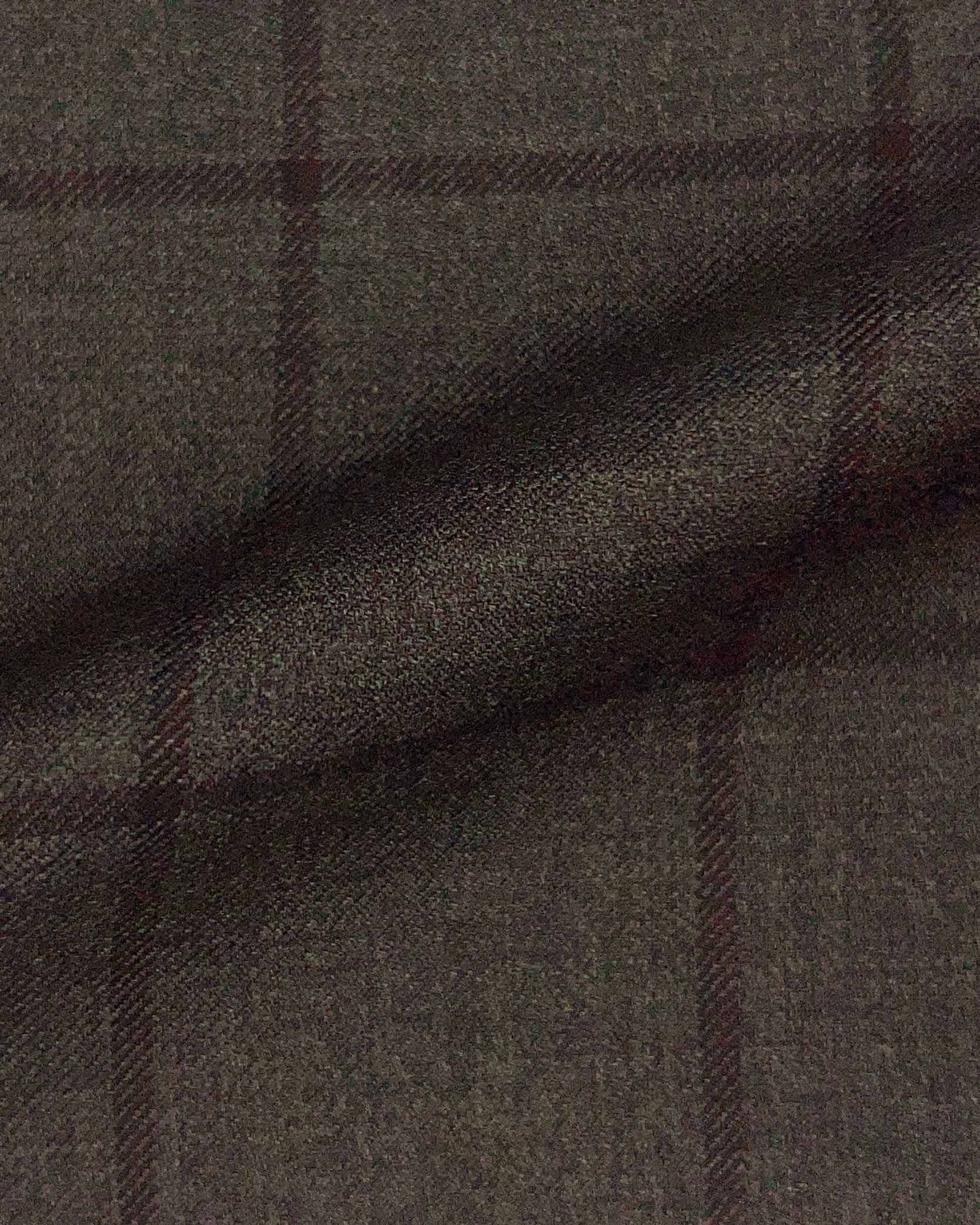 Westwood Hart Online Custom Hand Tailor Suits Sportcoats Trousers Waistcoats Overcoats Mocha With Chocolate Brown Windowpane Design