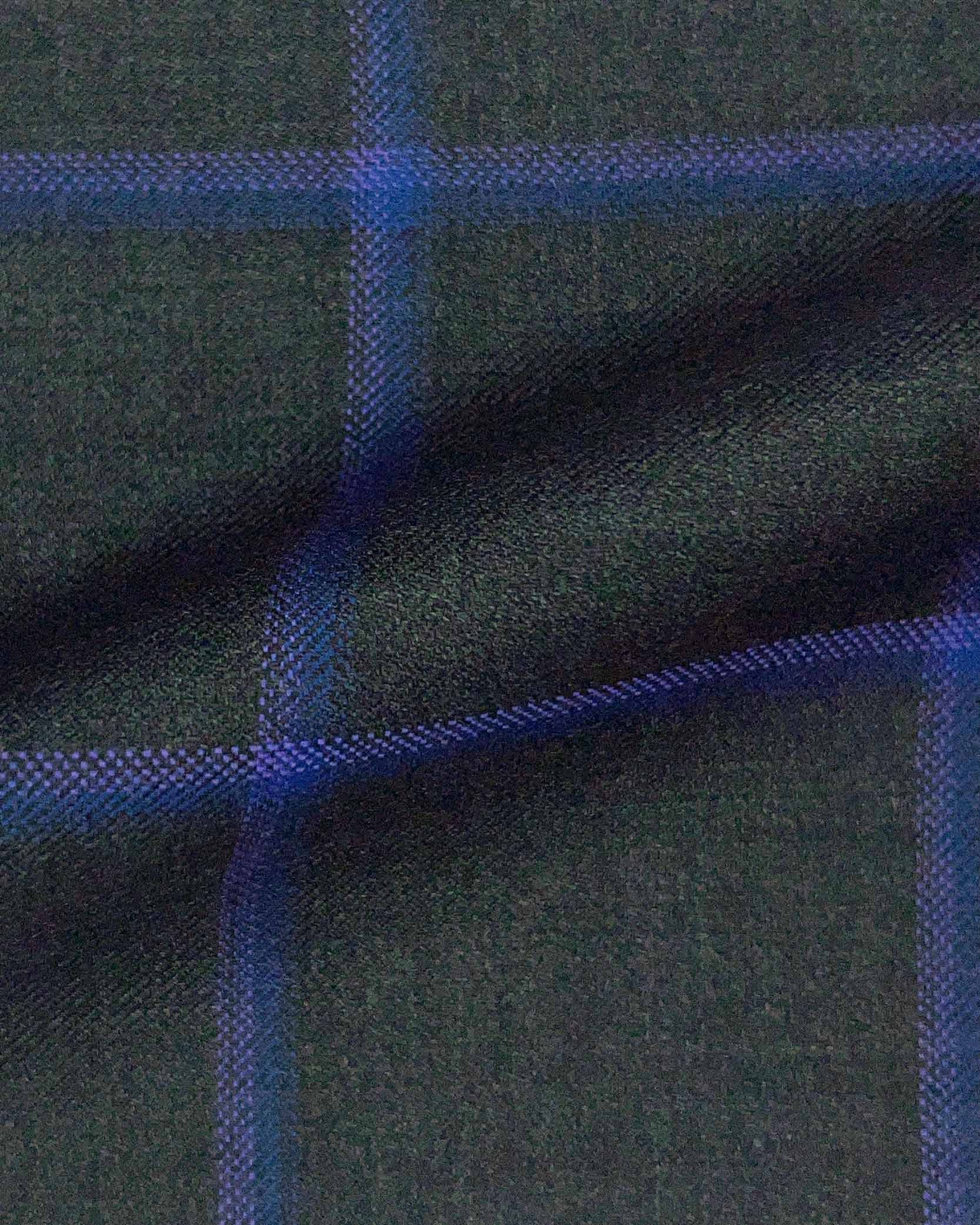 Westwood Hart Online Custom Hand Tailor Suits Sportcoats Trousers Waistcoats Overcoats Medium Grey Royal Blue Lavender Windowpane Design
