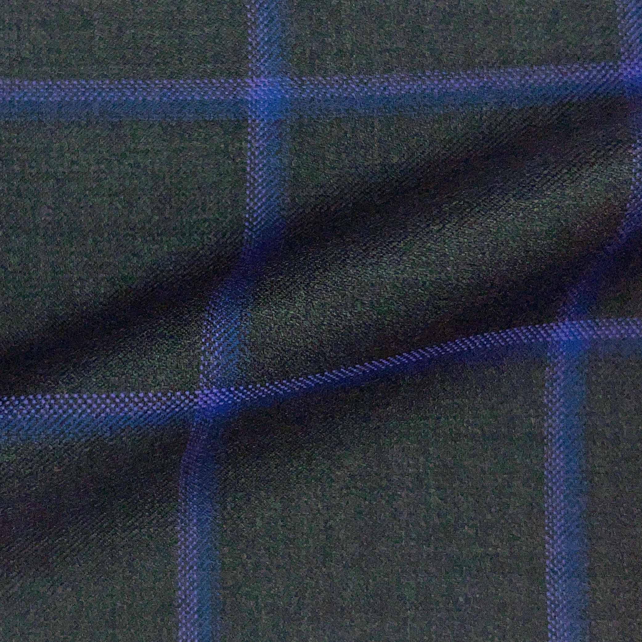 Westwood Hart Online Custom Hand Tailor Suits Sportcoats Trousers Waistcoats Overcoats Medium Grey Royal Blue Lavender Windowpane Design