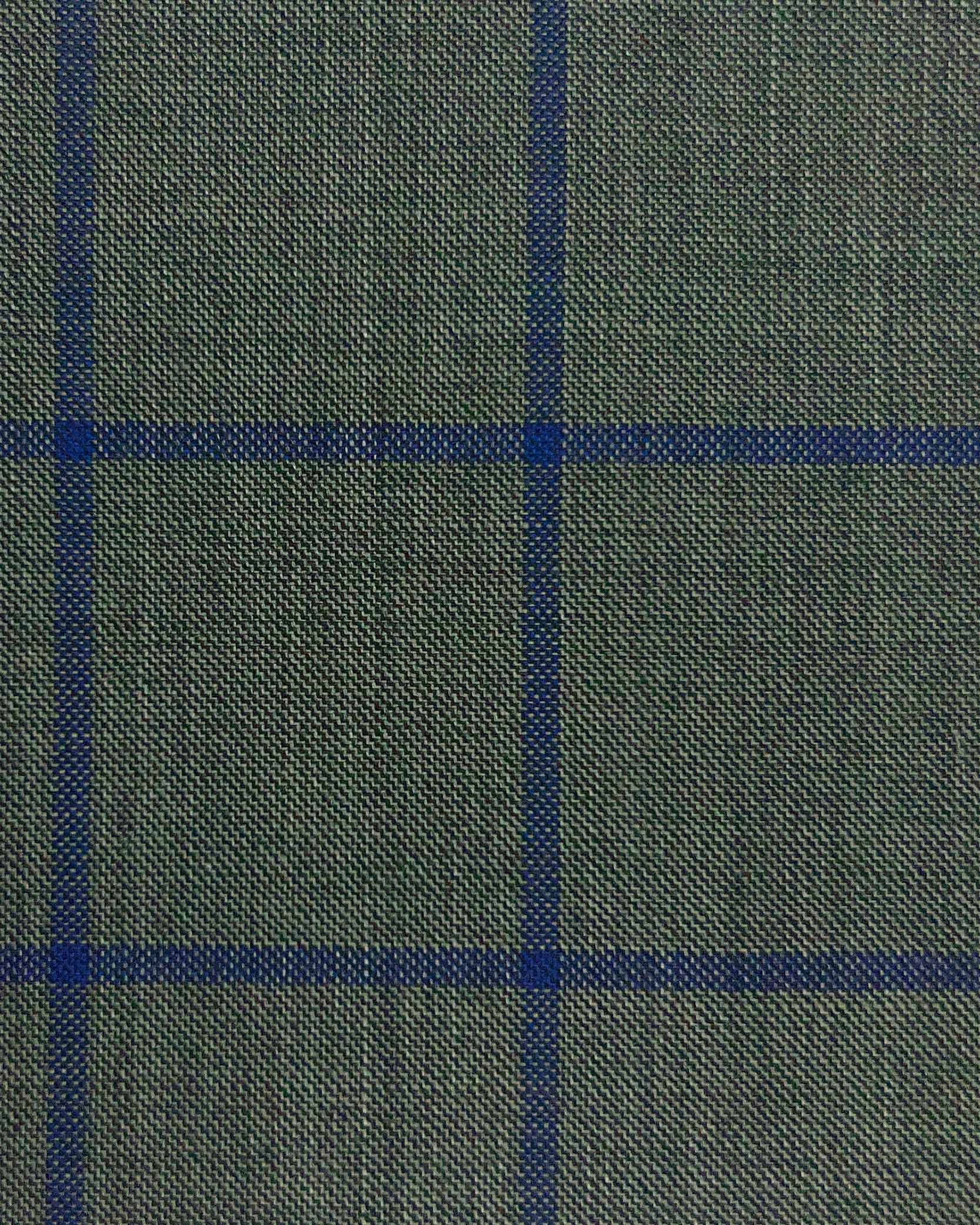 Westwood Hart Online Custom Hand Tailor Suits Sportcoats Trousers Waistcoats Overcoats Thunder Grey With Bold Navy Windowpane Design