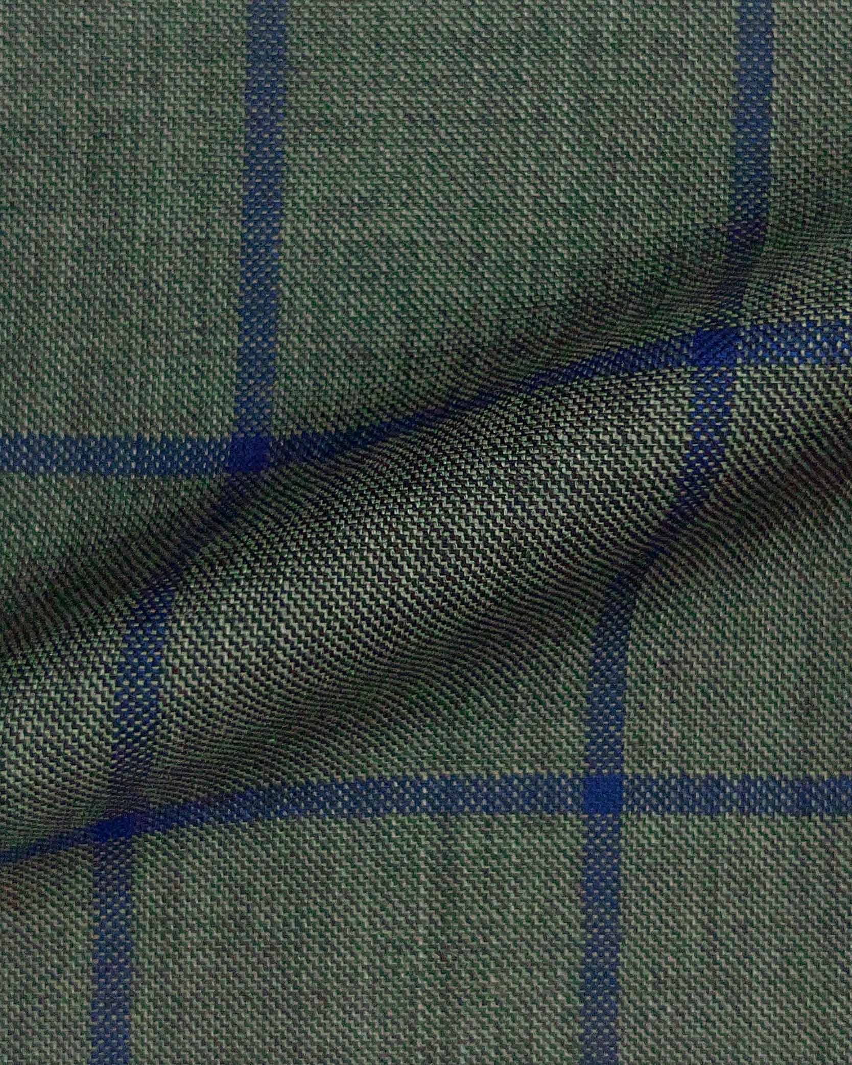Westwood Hart Online Custom Hand Tailor Suits Sportcoats Trousers Waistcoats Overcoats Thunder Grey With Bold Navy Windowpane Design