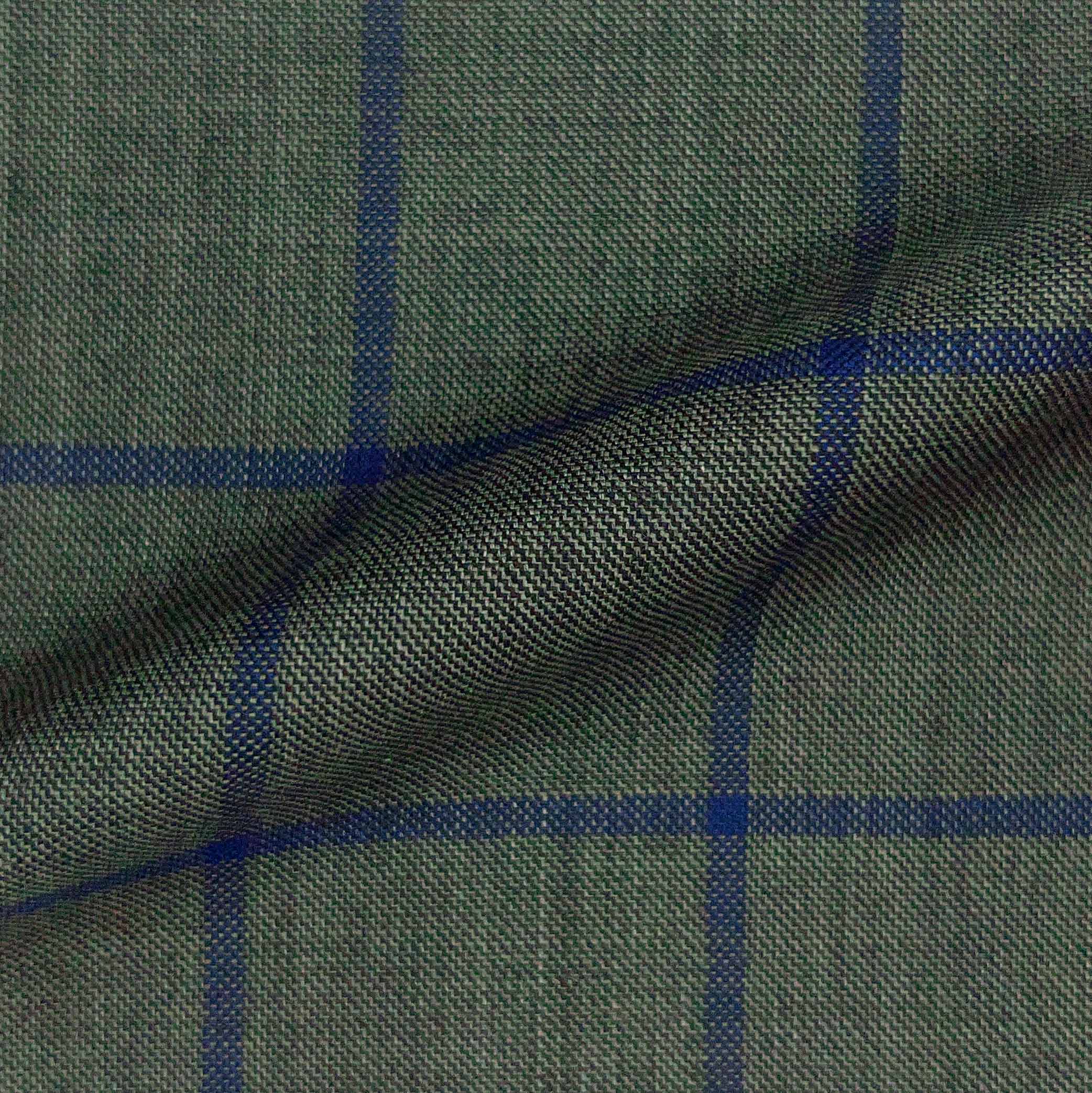 Westwood Hart Online Custom Hand Tailor Suits Sportcoats Trousers Waistcoats Overcoats Thunder Grey With Bold Navy Windowpane Design