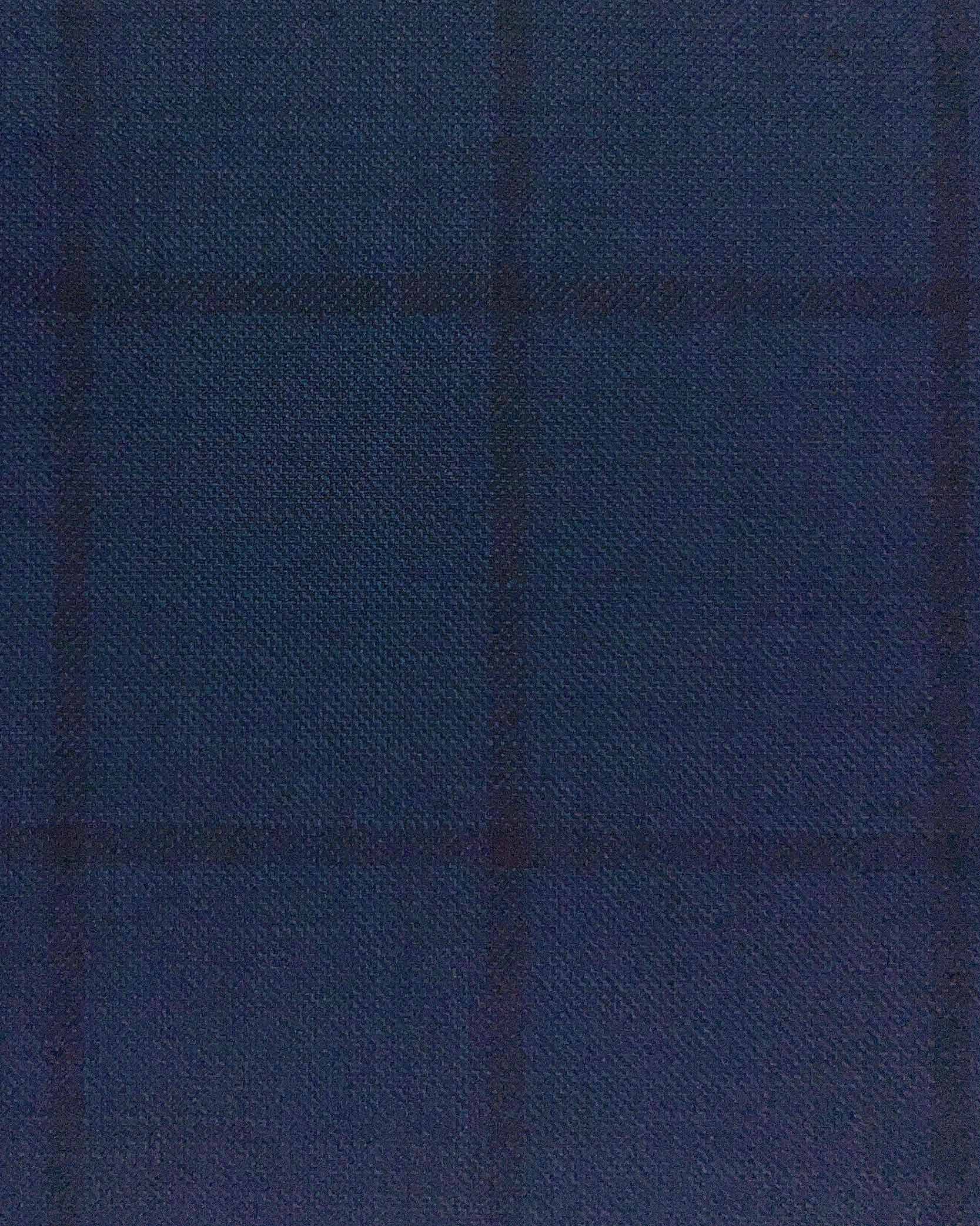 Westwood Hart Online Custom Hand Tailor Suits Sportcoats Trousers Waistcoats Overcoats Prussian Blue With Black Windowpane Design