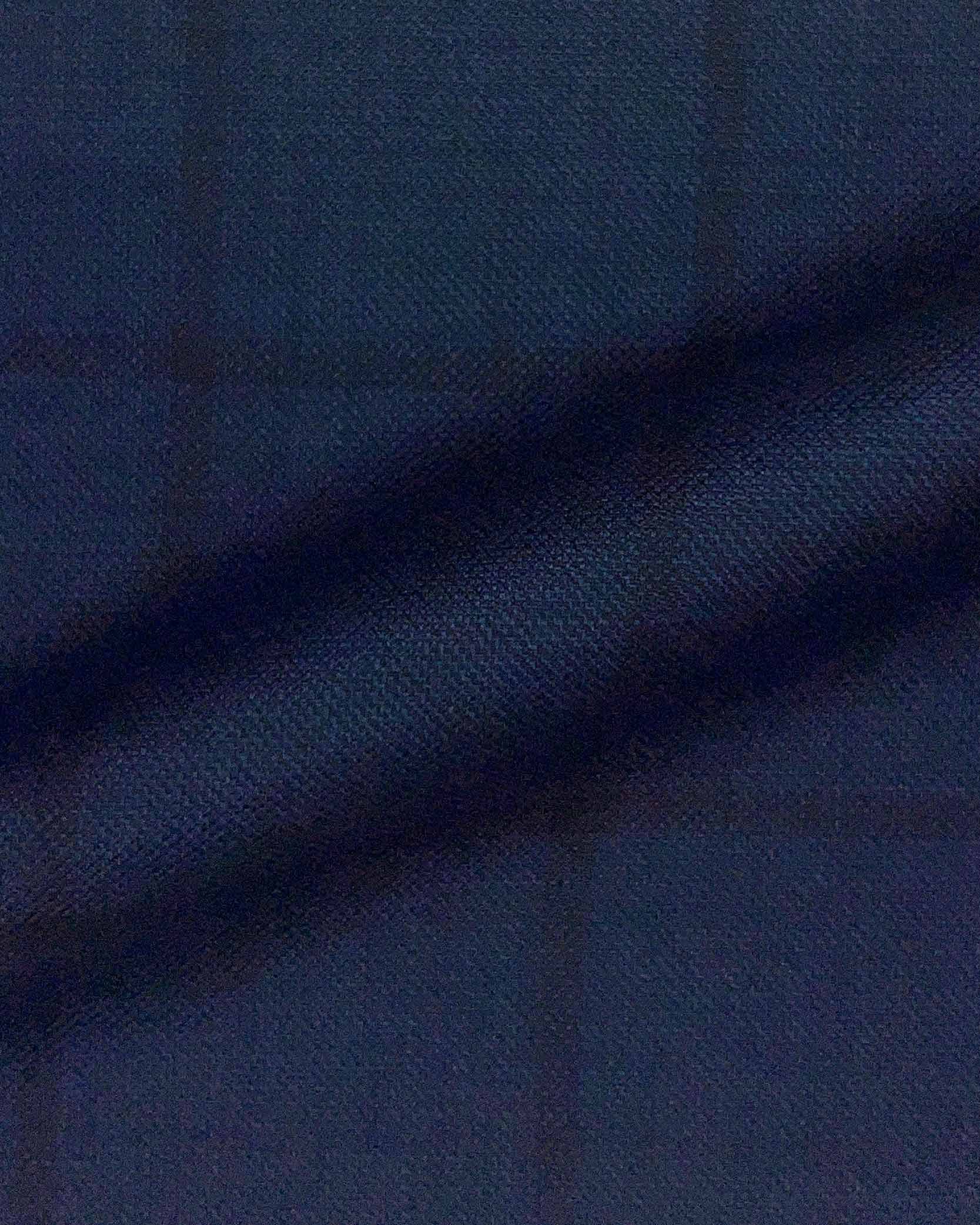 Westwood Hart Online Custom Hand Tailor Suits Sportcoats Trousers Waistcoats Overcoats Prussian Blue With Black Windowpane Design