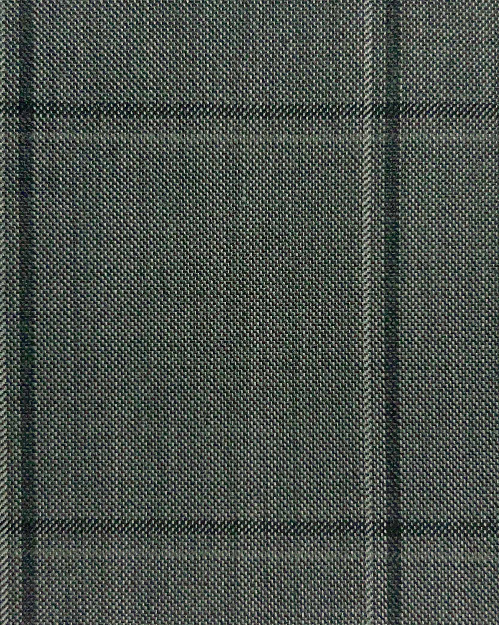 Westwood Hart Online Custom Hand Tailor Suits Sportcoats Trousers Waistcoats Overcoats Smoke Grey With Large Black Windowpane Design