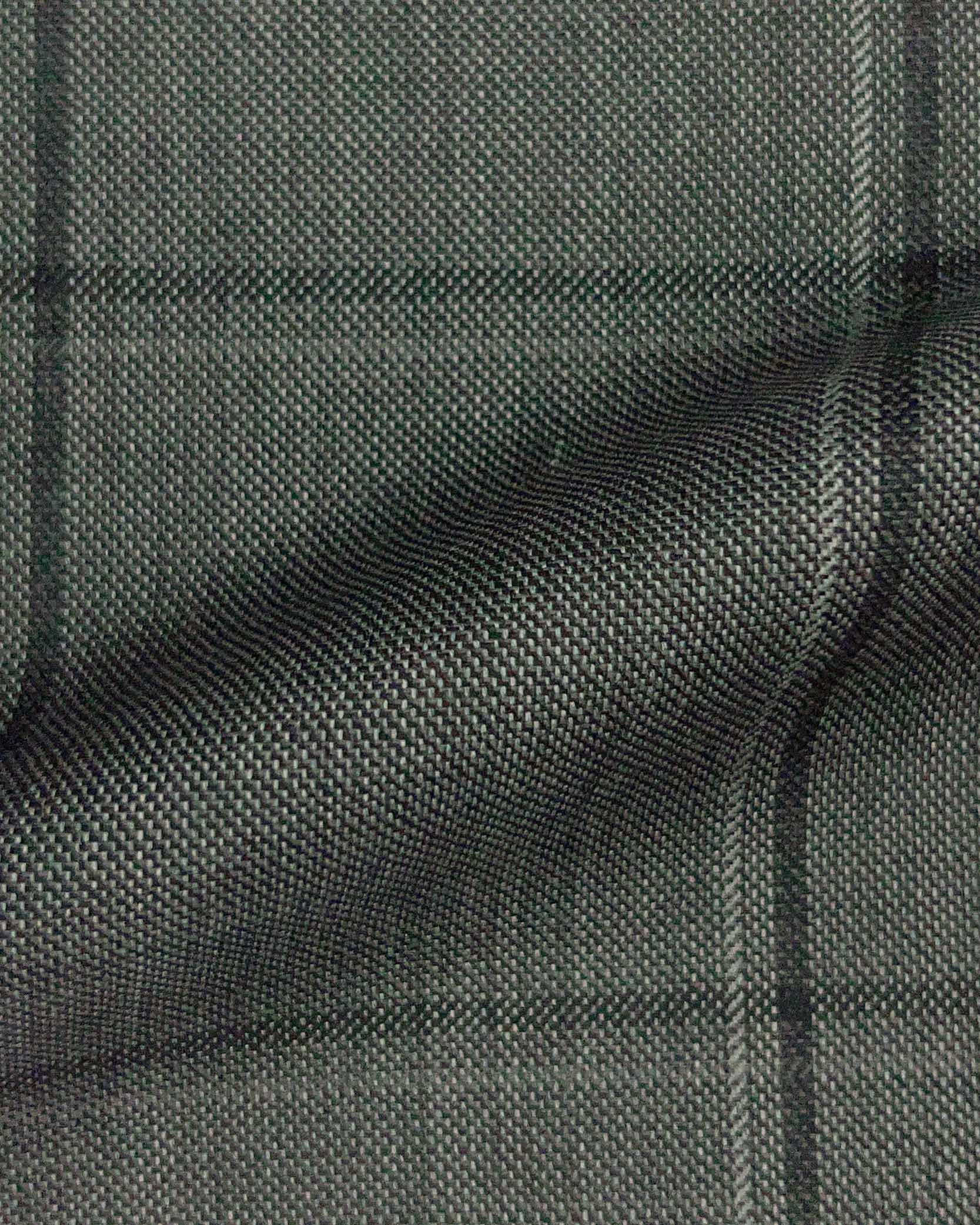 Westwood Hart Online Custom Hand Tailor Suits Sportcoats Trousers Waistcoats Overcoats Smoke Grey With Large Black Windowpane Design