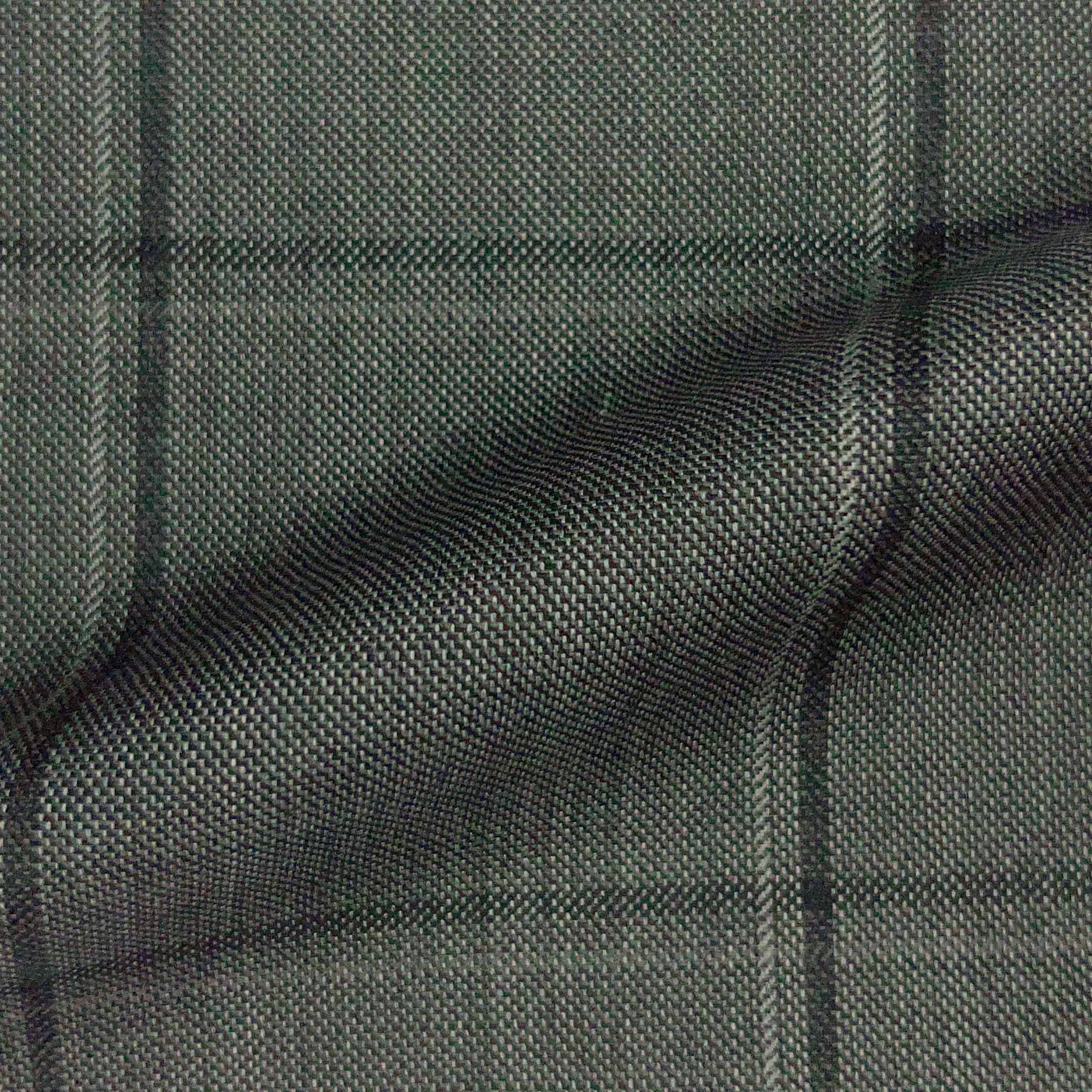 Westwood Hart Online Custom Hand Tailor Suits Sportcoats Trousers Waistcoats Overcoats Smoke Grey With Large Black Windowpane Design