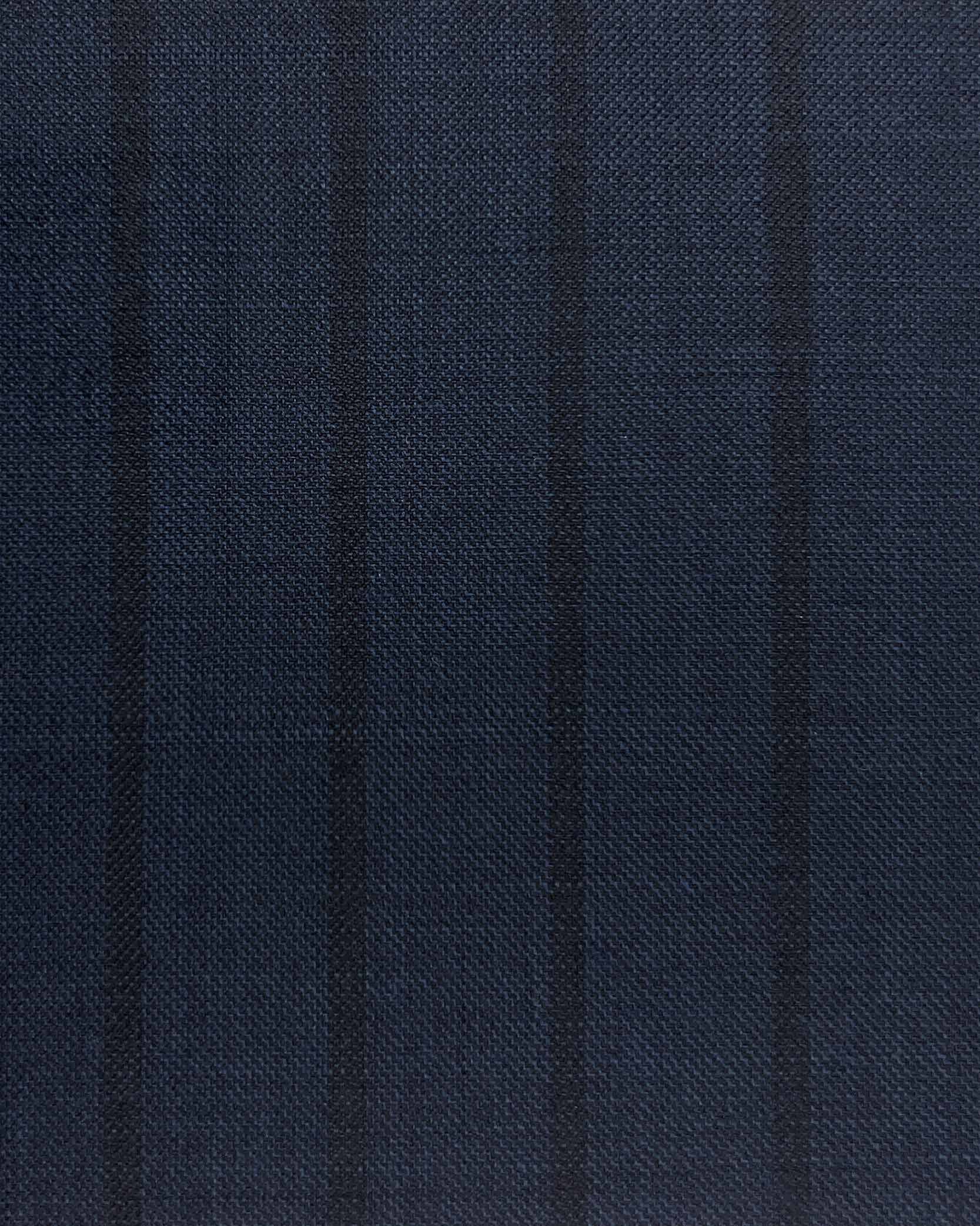 Westwood Hart Online Custom Hand Tailor Suits Sportcoats Trousers Waistcoats Overcoats Navy With 3/4" Wide Bold Self Stripes Design