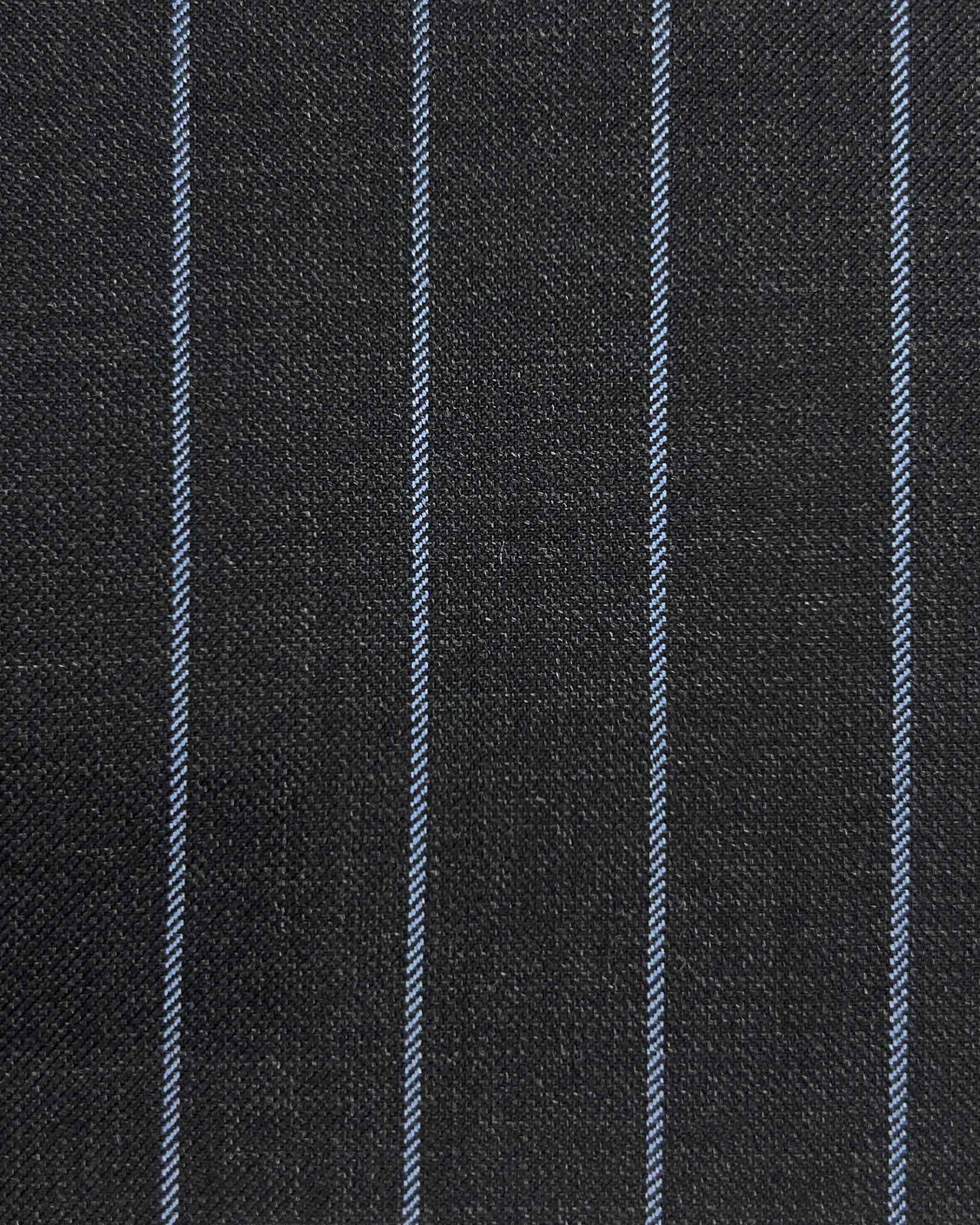 Westwood Hart Online Custom Hand Tailor Suits Sportcoats Trousers Waistcoats Overcoats Charcoal Black With 3/4" Wide Bold Stripes Design