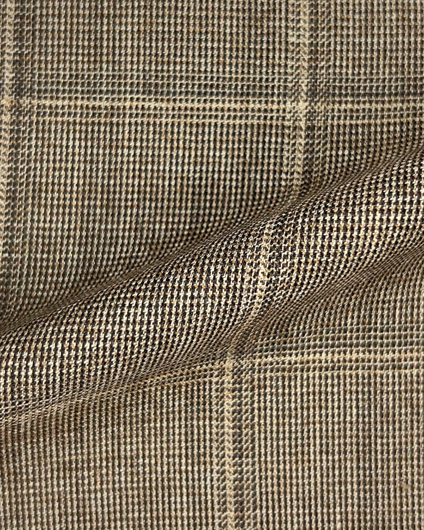 Westwood Hart Online Custom Hand Tailor Suits Sportcoats Trousers Waistcoats Overcoats Oat Brown With Large Tan Windowpane