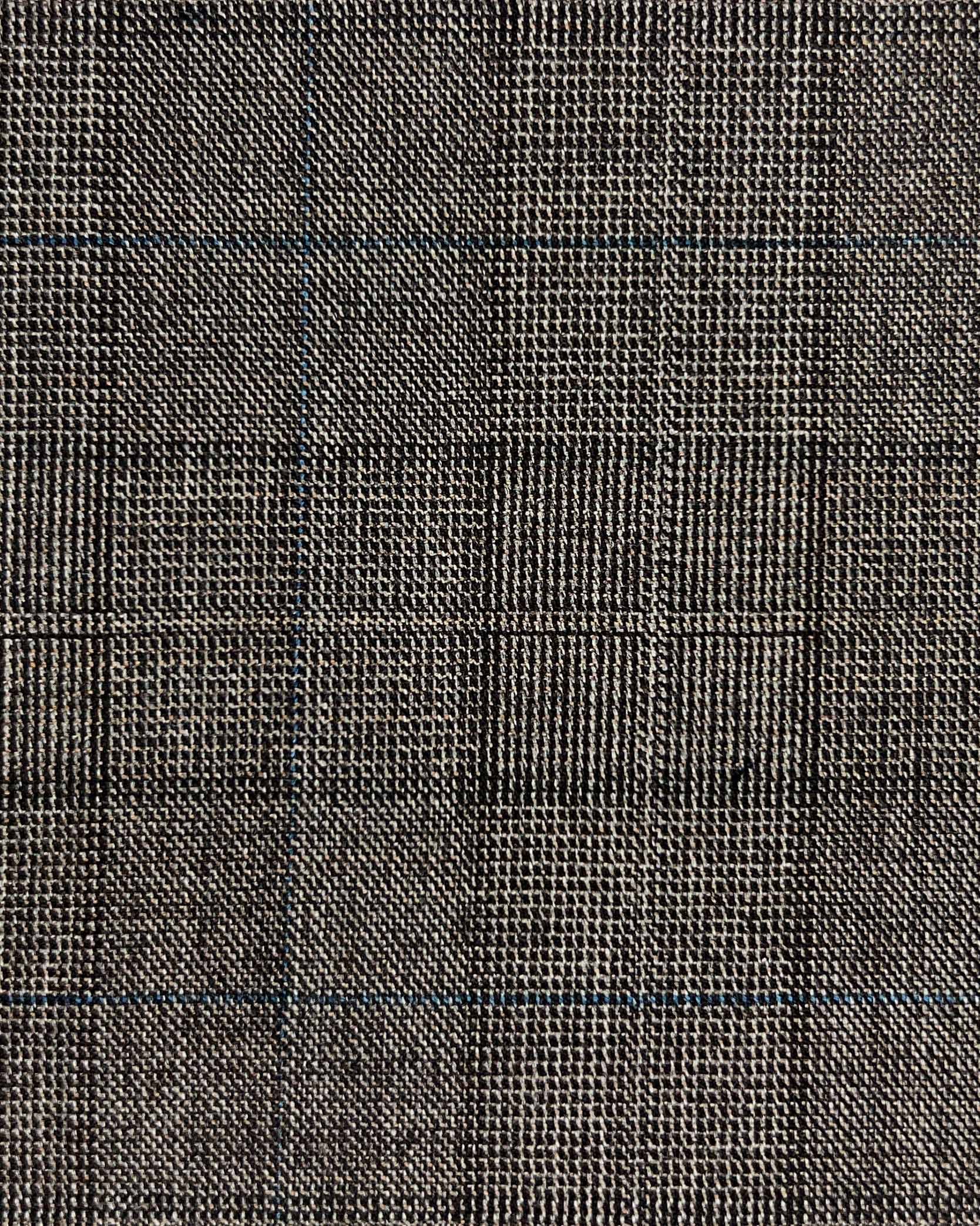 Westwood Hart Online Custom Hand Tailor Suits Sportcoats Trousers Waistcoats Overcoats Pastel Brown With Fine Blue Windowpane