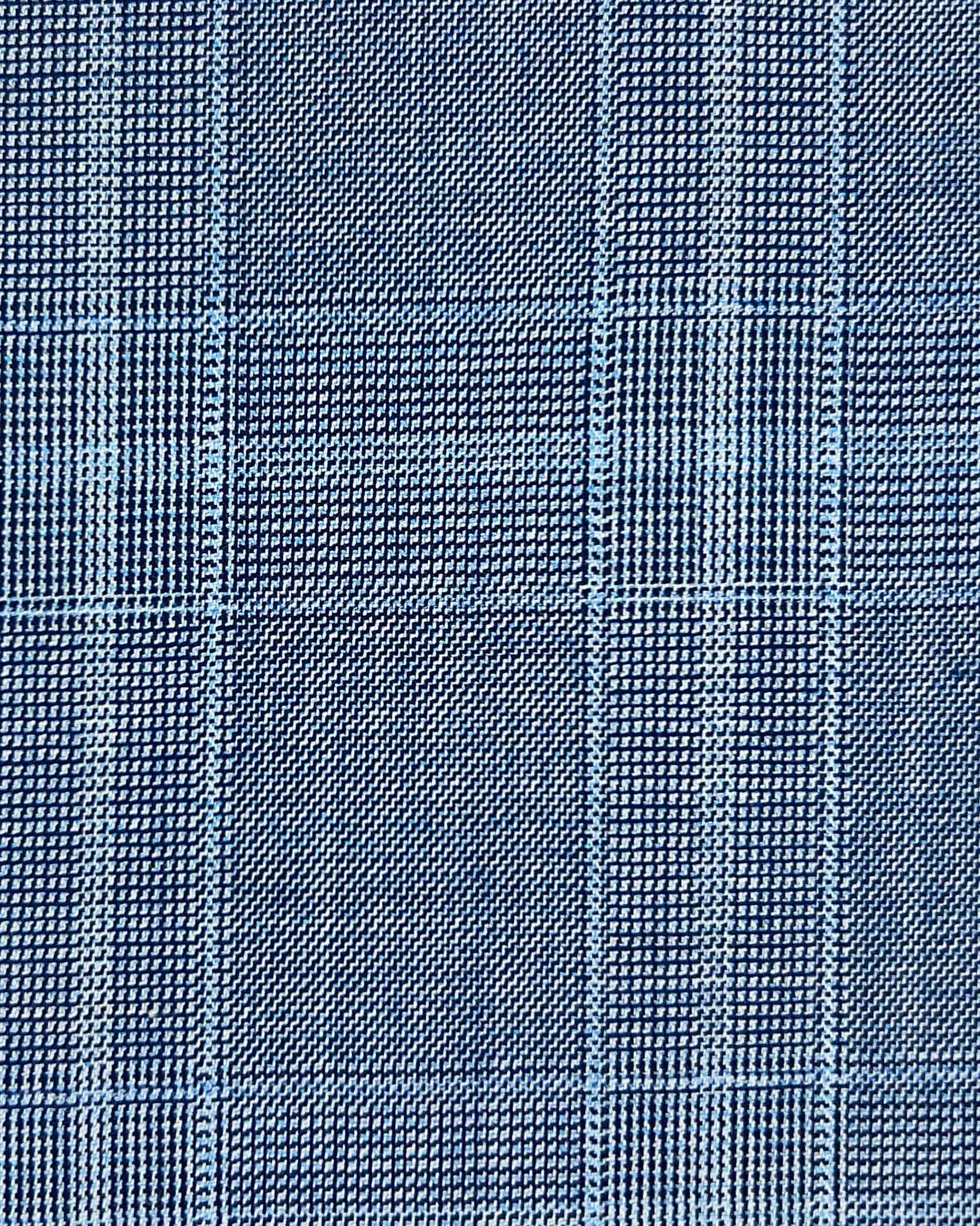 Westwood Hart Online Custom Hand Tailor Suits Sportcoats Trousers Waistcoats Overcoats Powder Blue With Sky Blue Plaid