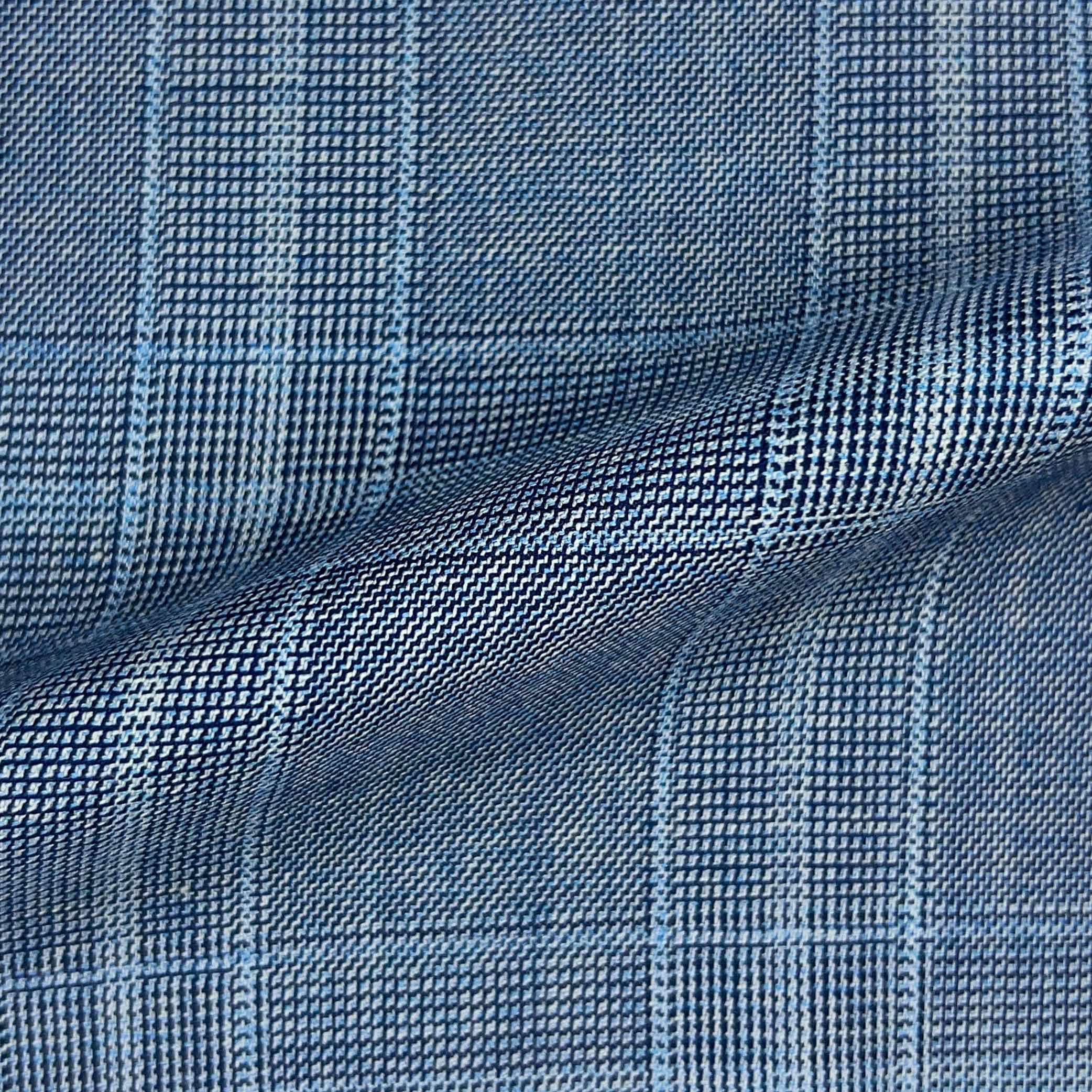 Westwood Hart Online Custom Hand Tailor Suits Sportcoats Trousers Waistcoats Overcoats Powder Blue With Sky Blue Plaid