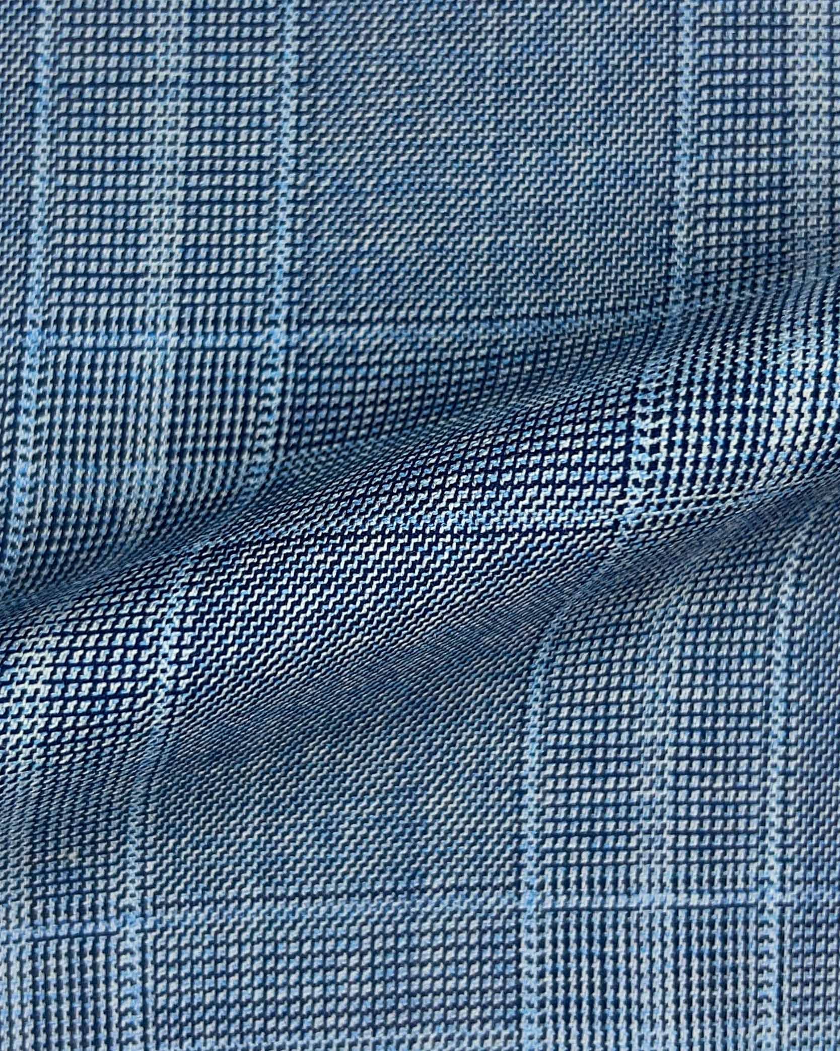 Westwood Hart Online Custom Hand Tailor Suits Sportcoats Trousers Waistcoats Overcoats Powder Blue With Sky Blue Plaid