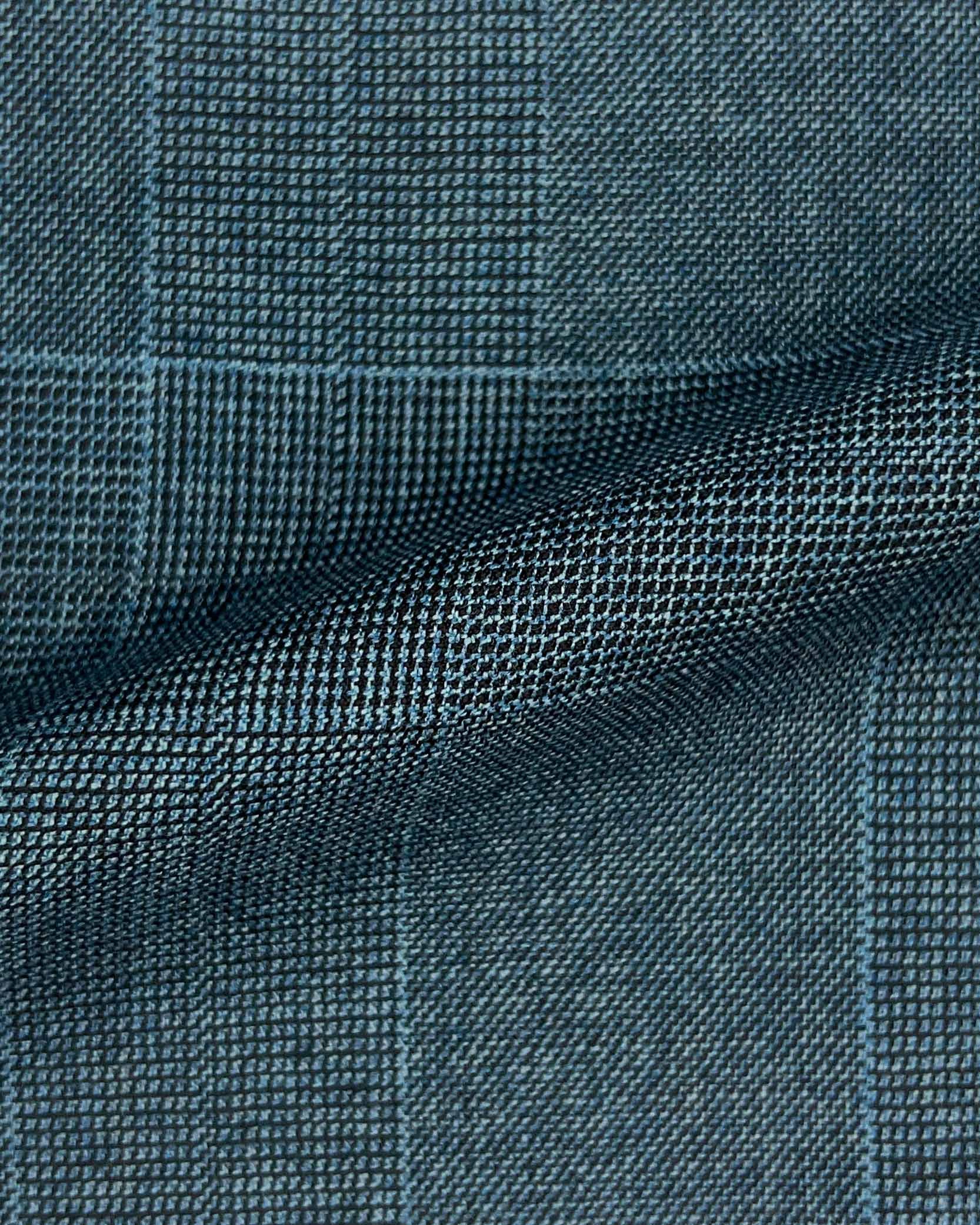 Westwood Hart Online Custom Hand Tailor Suits Sportcoats Trousers Waistcoats Overcoats Teal Blue Self Plaid