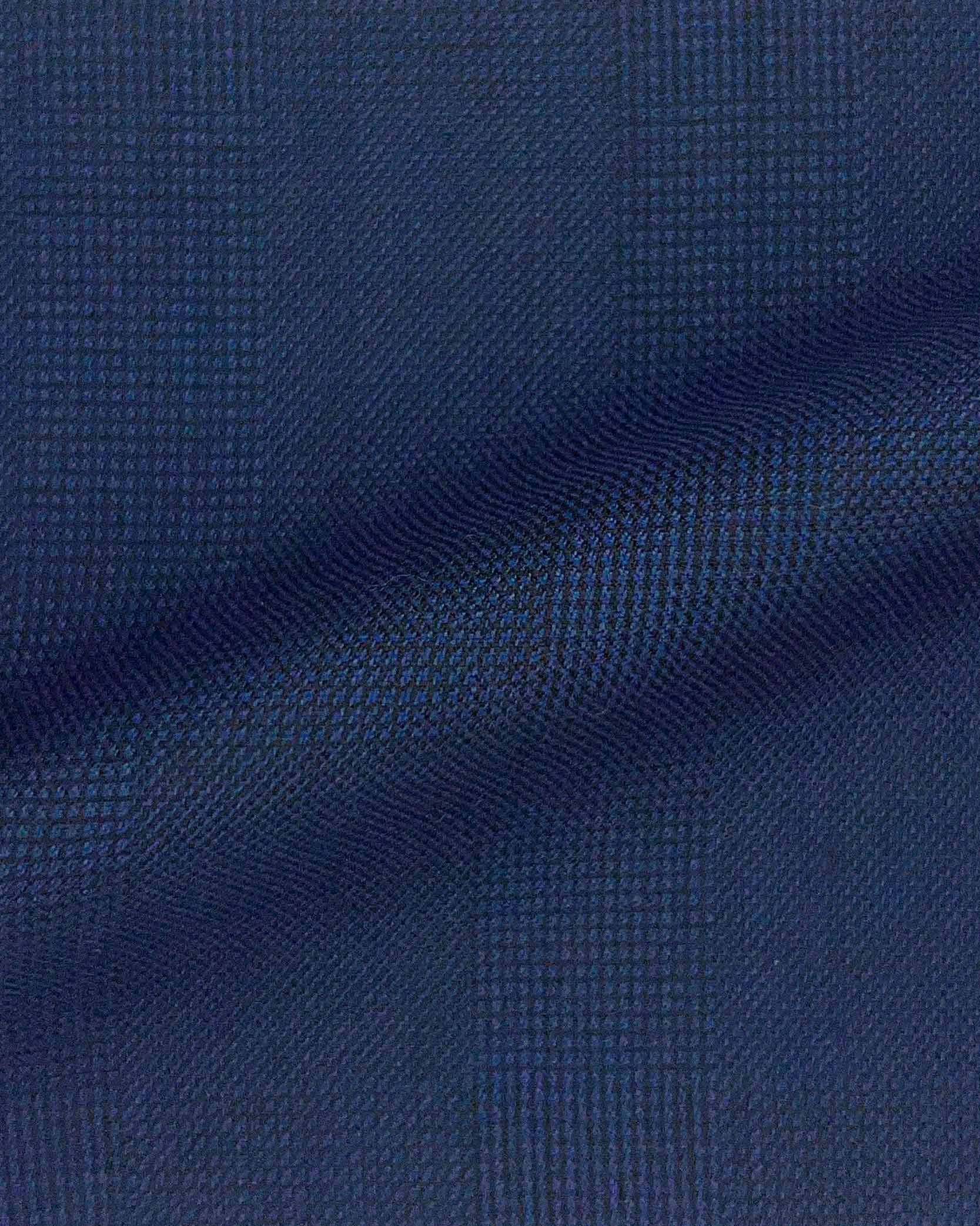 Westwood Hart Online Custom Hand Tailor Suits Sportcoats Trousers Waistcoats Overcoats Midnight Steel Blue PRINCE OF WALES GLEN PLAID Design