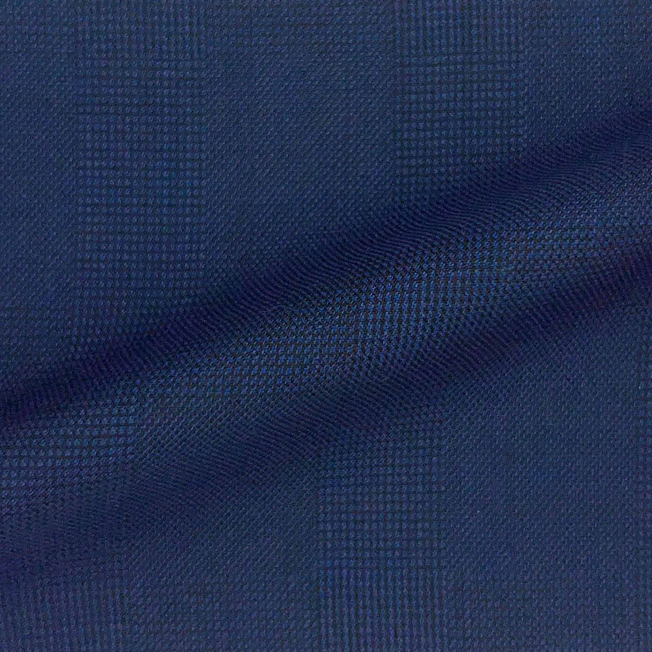 Westwood Hart Online Custom Hand Tailor Suits Sportcoats Trousers Waistcoats Overcoats Midnight Steel Blue PRINCE OF WALES GLEN PLAID Design