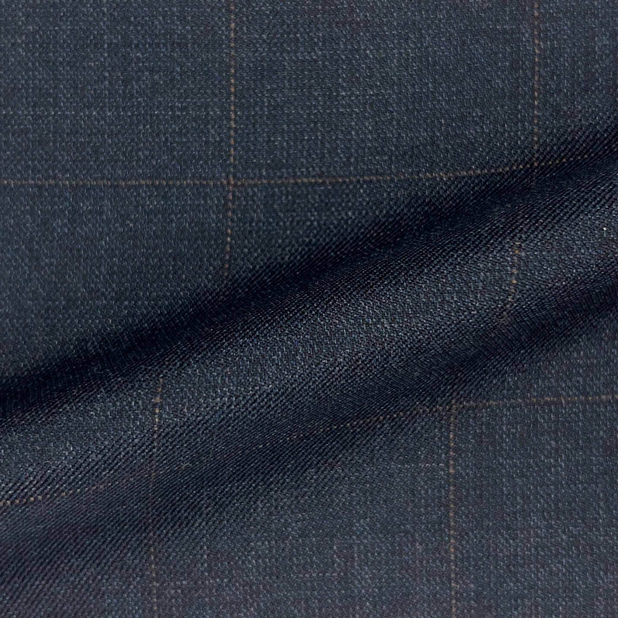 Westwood Hart Online Custom Hand Tailor Suits Sportcoats Trousers Waistcoats Overcoats Charcoal Grey With Fine Mocha Brown Windowpane Design