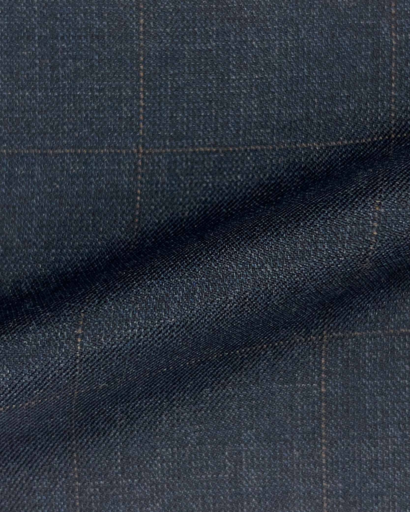 Westwood Hart Online Custom Hand Tailor Suits Sportcoats Trousers Waistcoats Overcoats Charcoal Grey With Fine Mocha Brown Windowpane Design