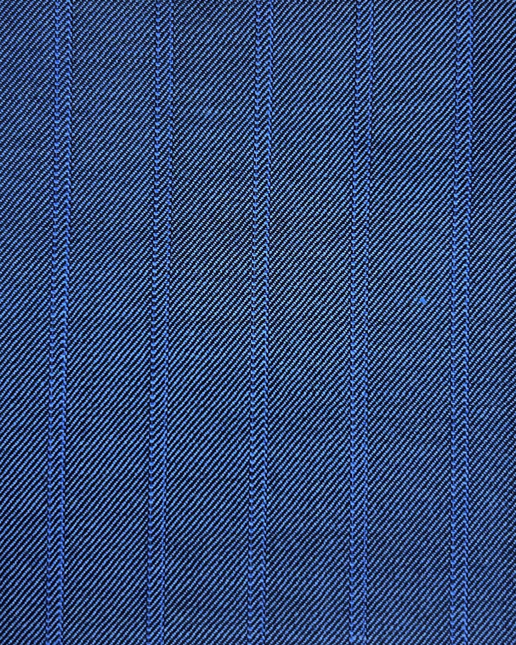 Westwood Hart Online Custom Hand Tailor Suits Sportcoats Trousers Waistcoats Overcoats Steel Blue 5/8" Wide Self Stripes Design