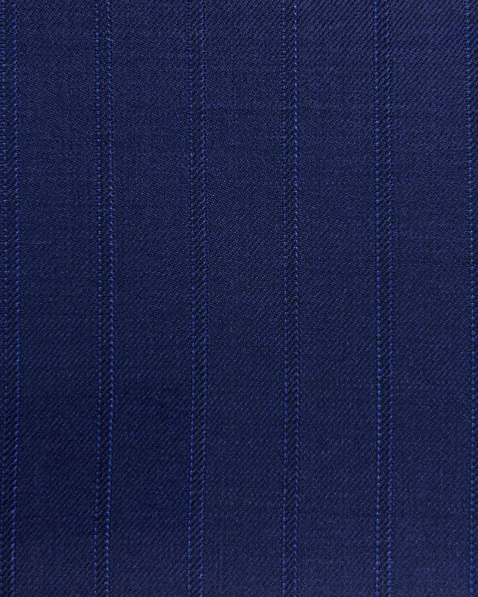 Westwood Hart Online Custom Hand Tailor Suits Sportcoats Trousers Waistcoats Overcoats Navy 5/8" Wide Double Stripes Design