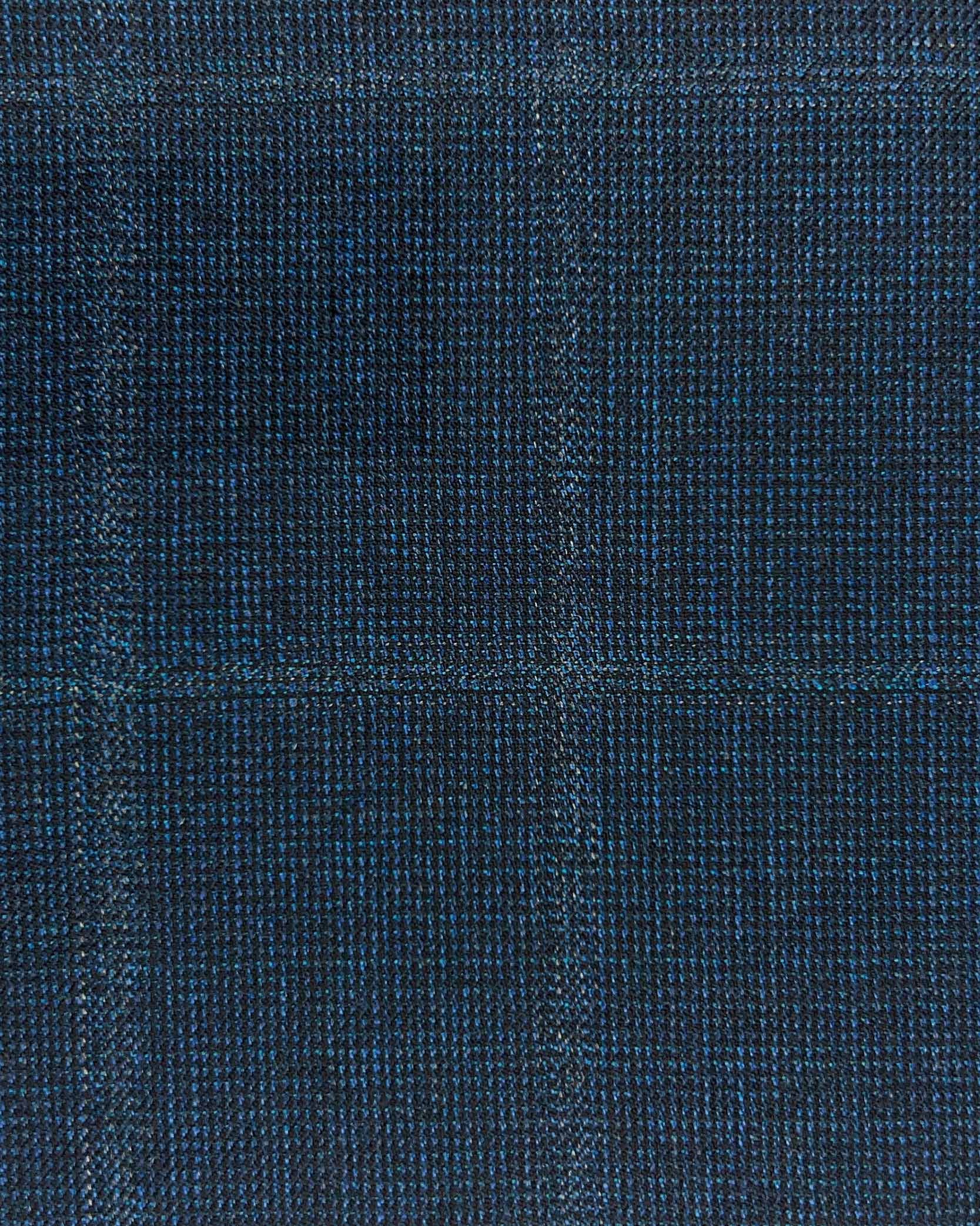 Westwood Hart Online Custom Hand Tailor Suits Sportcoats Trousers Waistcoats Overcoats Aegean Blue With Fine Self Windowpane