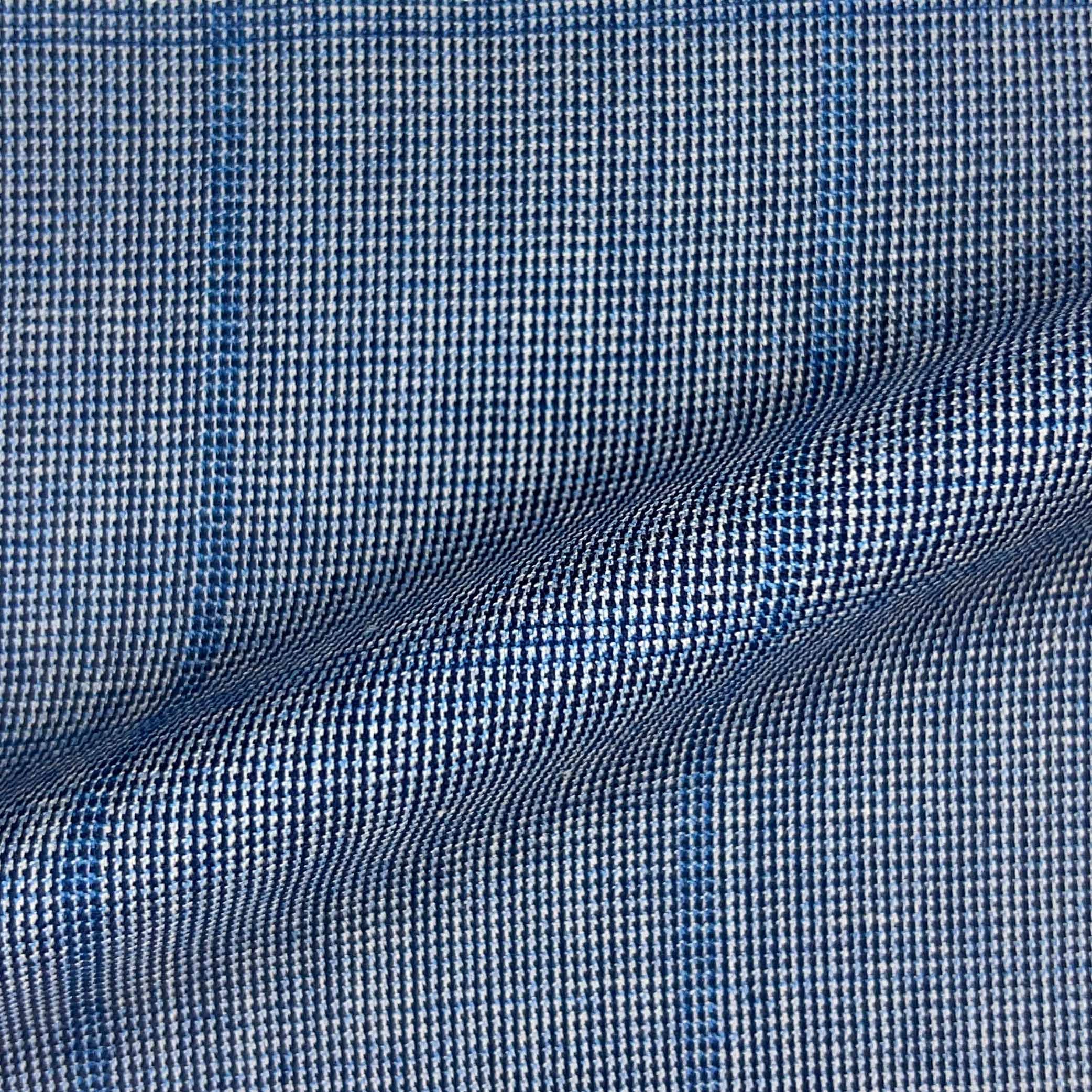 Westwood Hart Online Custom Hand Tailor Suits Sportcoats Trousers Waistcoats Overcoats Powder Blue With Fine Large Windowpane