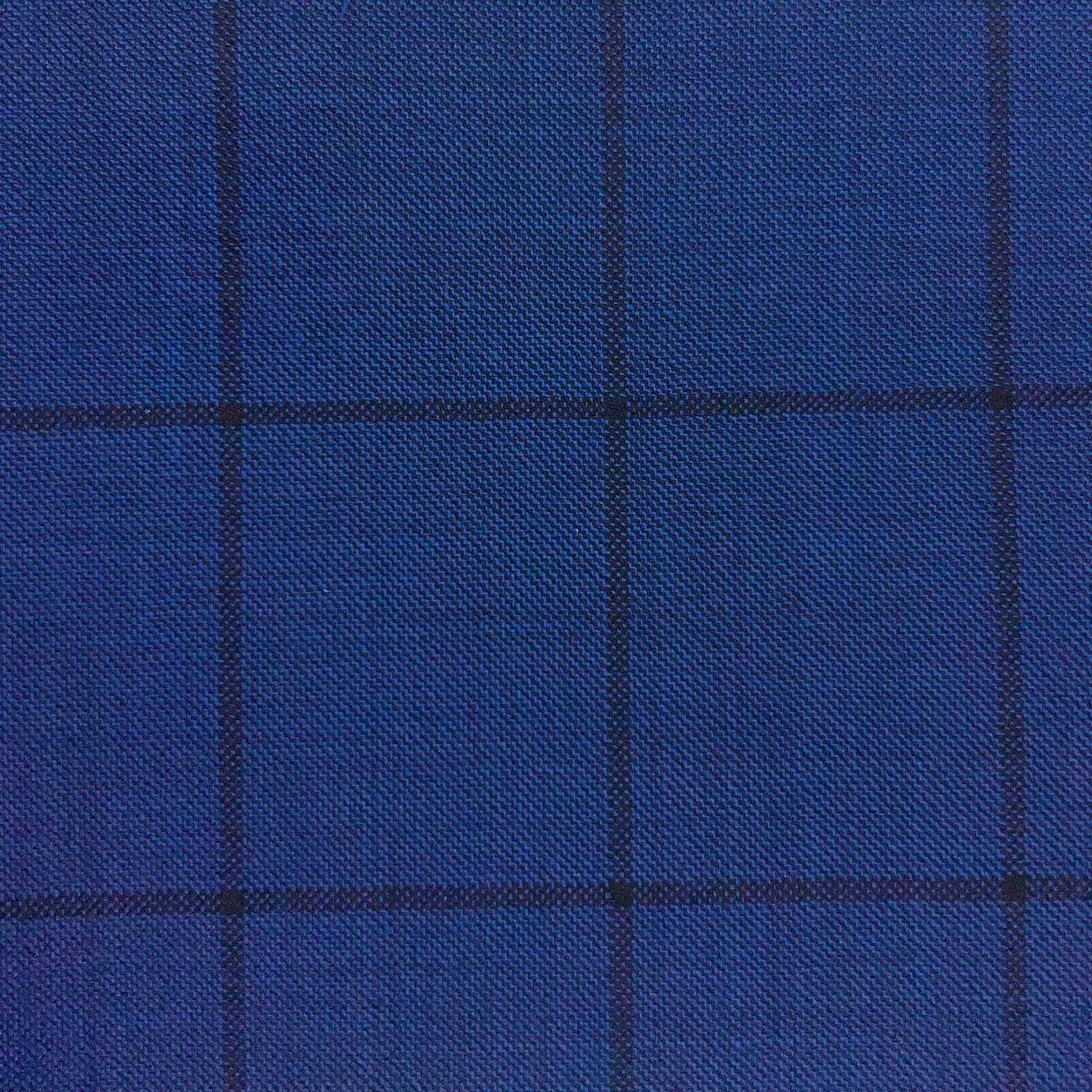 Westwood Hart Online Custom Hand Tailor Suits Sportcoats Trousers Waistcoats Overcoats Azure Blue With Midnight Navy Windowpane Design