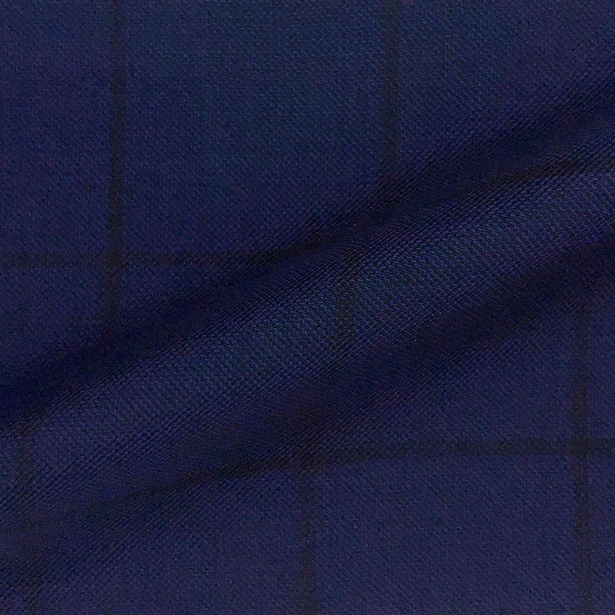 Westwood Hart Online Custom Hand Tailor Suits Sportcoats Trousers Waistcoats Overcoats Navy Blue With Black Windowpane Design